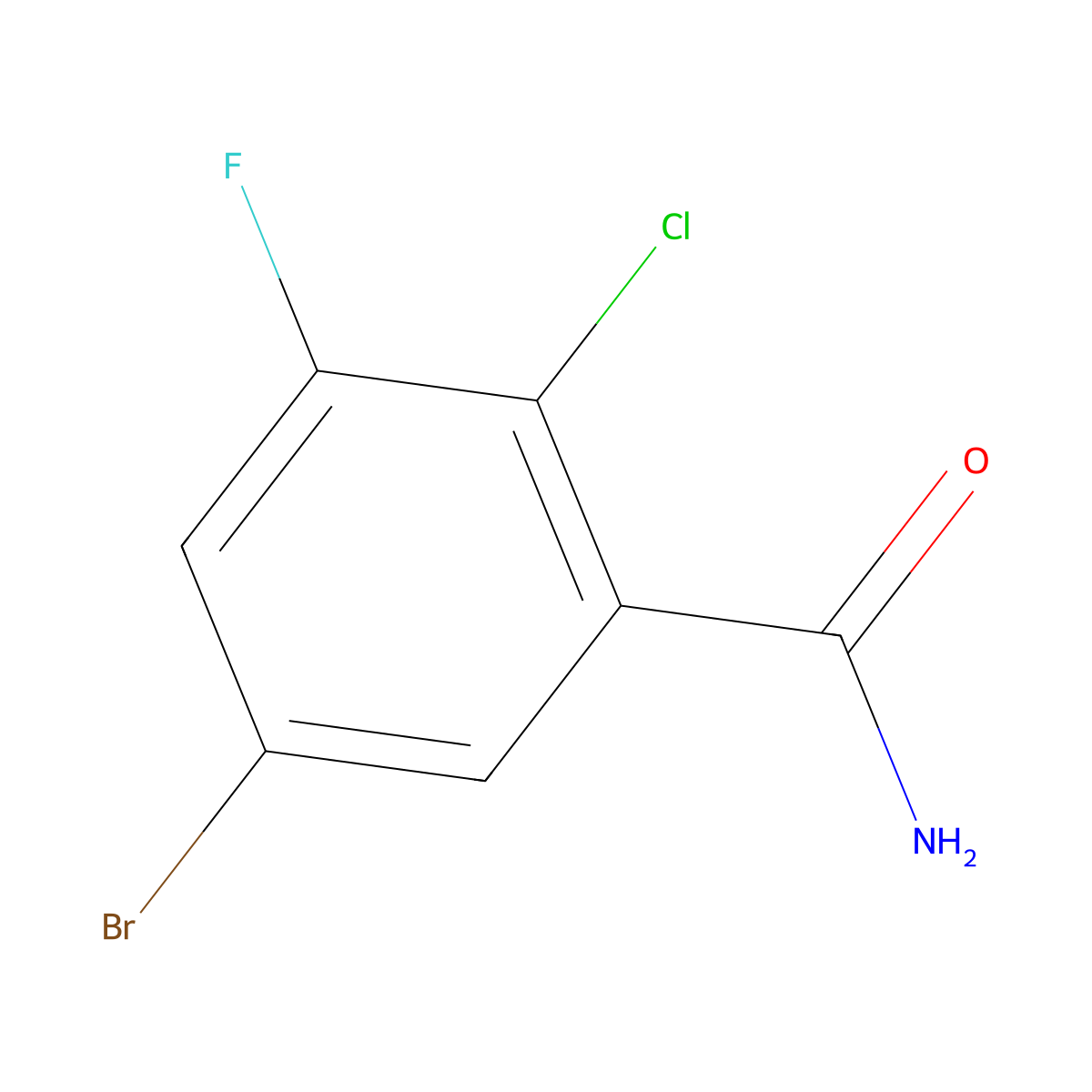 5-Bromo-2-chloro-3-fluorobenzamide molecular structure, CAS 2091468-32-3