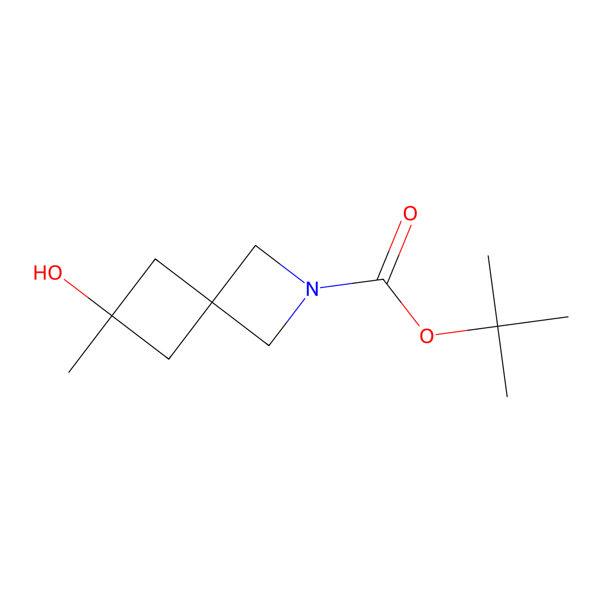 tert-Butyl 6-hydroxy-6-methyl-2-azaspiro[3.3]heptane-2-carboxylate molecular structure, CAS 2091468-84-5