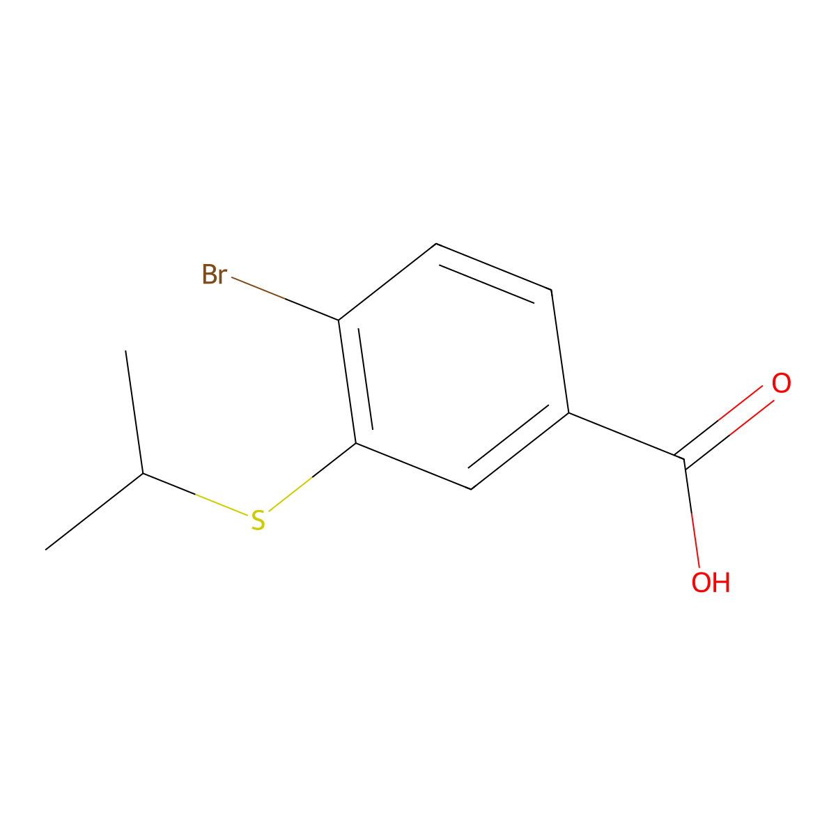 4-Bromo-3-(propan-2-ylsulfanyl)benzoic acid molecular structure, CAS 2091468-86-7