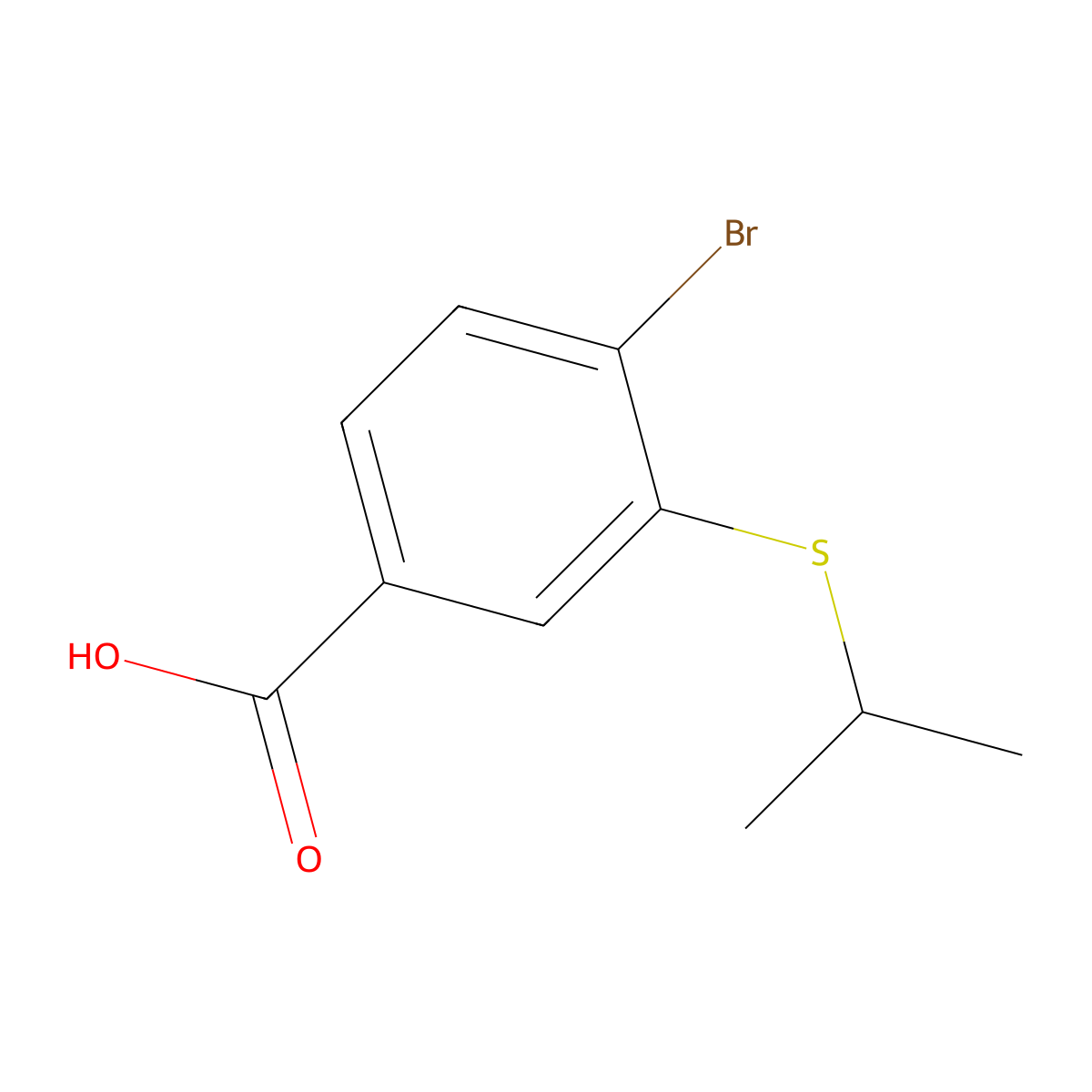 4-Bromo-3-(propan-2-ylsulfanyl)benzoic acid molecular structure, CAS 2091468-86-7