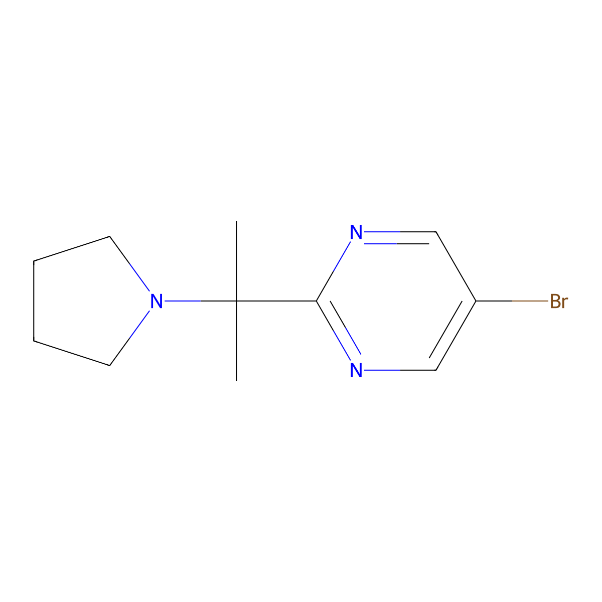 5-Bromo-2-[2-(pyrrolidin-1-yl)propan-2-yl]pyrimidine molecular structure, CAS 2091468-89-0