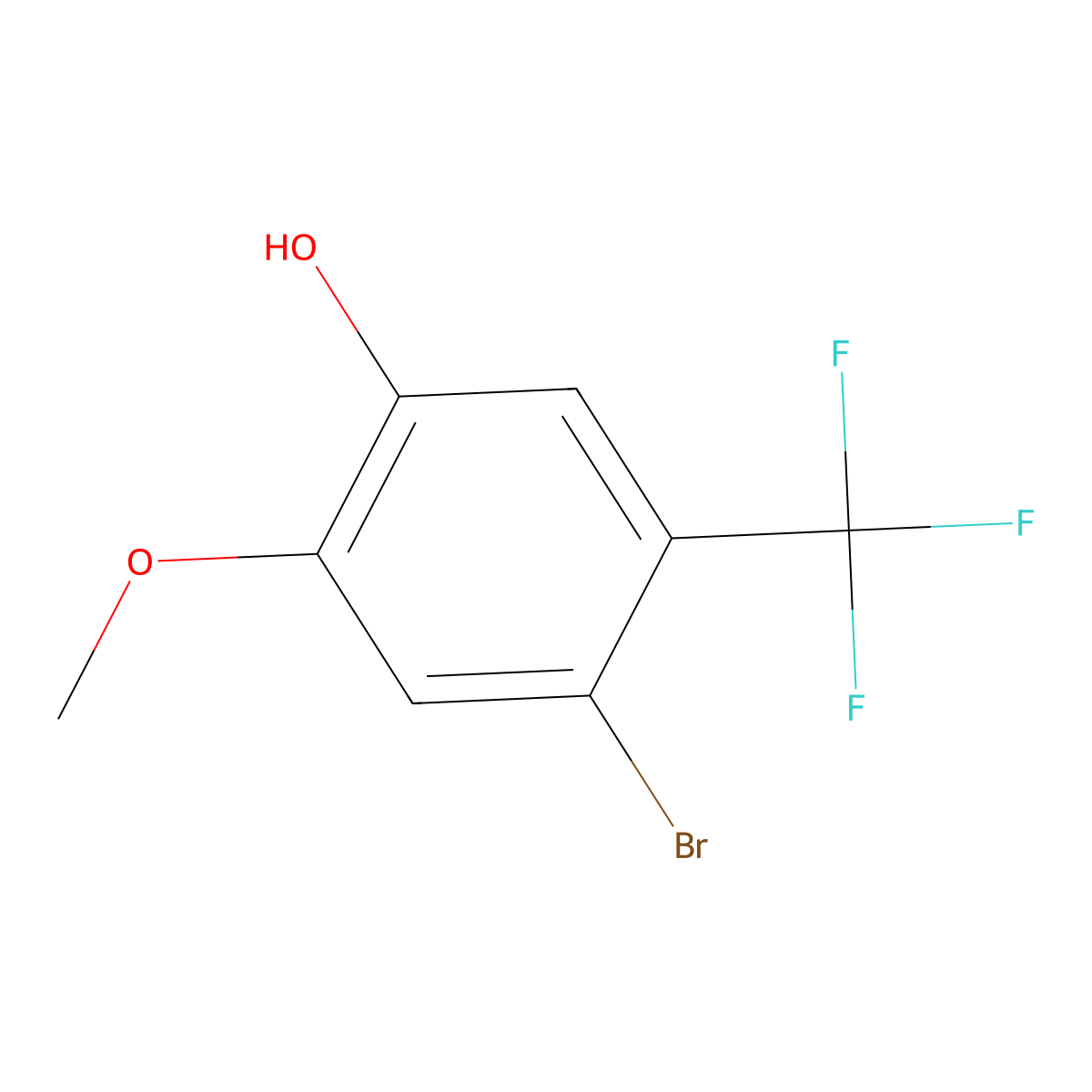4-Bromo-2-methoxy-5-(trifluoromethyl)phenol molecular structure, CAS 2091470-80-1