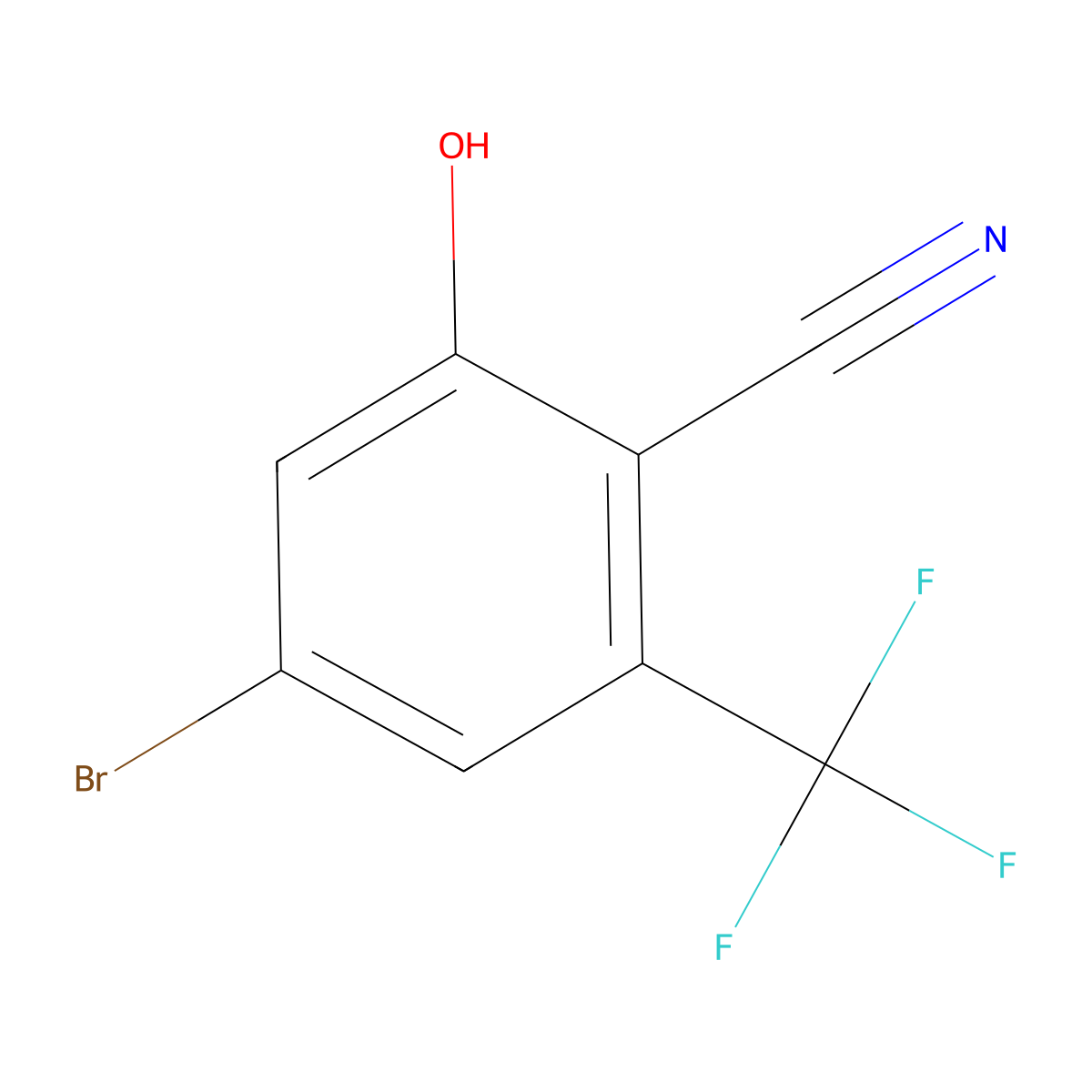 4-Bromo-2-hydroxy-6-(trifluoromethyl)benzonitrile molecular structure, CAS 2091471-08-6