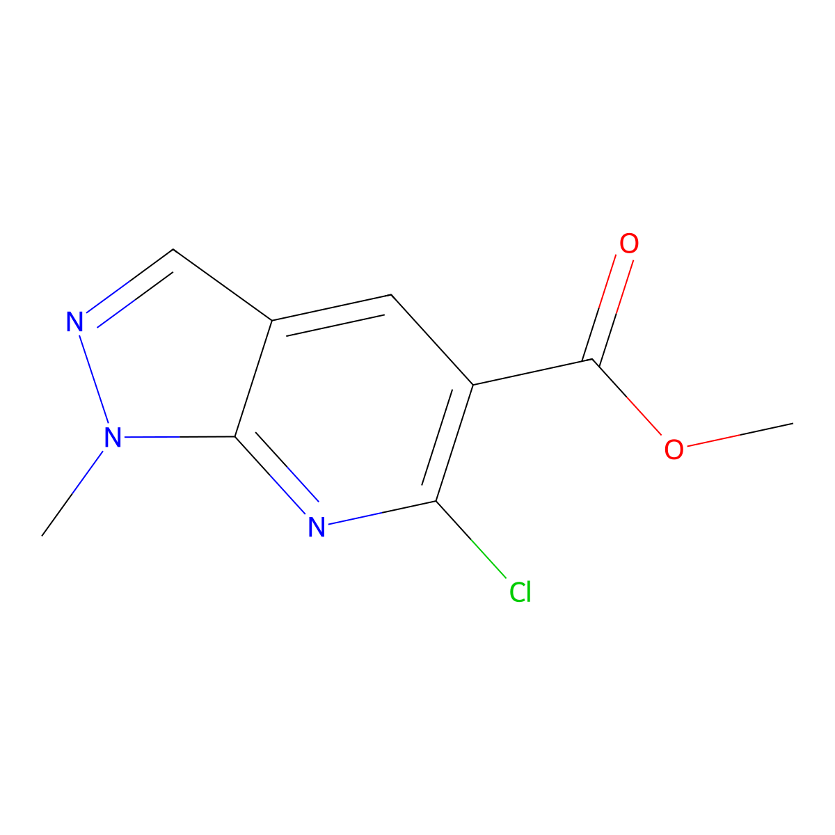 methyl 6-chloro-1-methyl-1H-pyrazolo[3,4-b]pyridine-5-carboxylate molecular structure, CAS 2091473-85-5