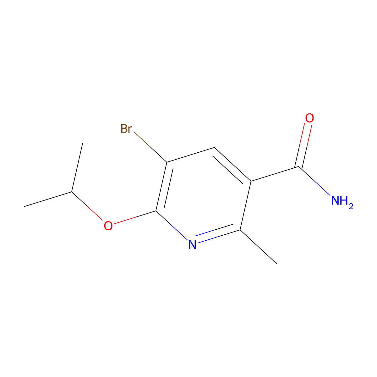 5-Bromo-6-isopropoxy-2-methyl-pyridine-3-carboxamide molecular structure, CAS 2091478-34-9