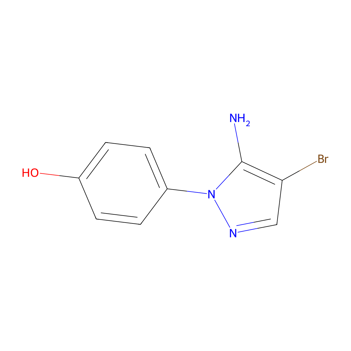 4-(5-Amino-4-bromo-1H-pyrazol-1-yl)phenol molecular structure, CAS 2091480-29-2
