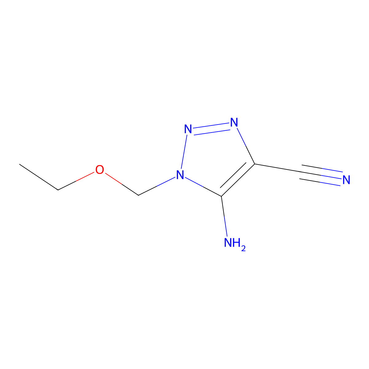 5-amino-1-(ethoxymethyl)-1H-1,2,3-triazole-4-carbonitrile molecular structure, CAS 2091484-38-5