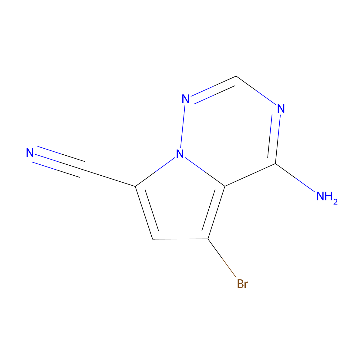 4-Amino-5-bromopyrrolo[2,1-f][1,2,4]triazine-7-carbonitrile molecular structure, CAS 2091485-71-9