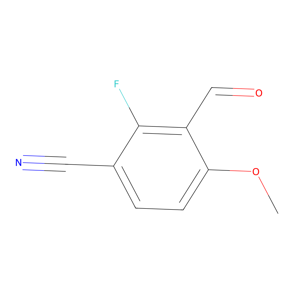 2-Fluoro-3-formyl-4-methoxybenzonitrile molecular structure, CAS 2091486-62-1