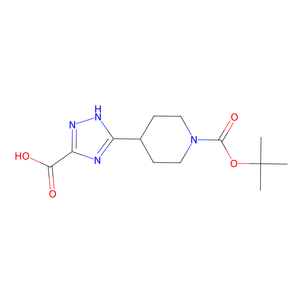 3-{1-[(tert-butoxy)carbonyl]piperidin-4-yl}-1H-1,2,4-triazole-5-carboxylic acid molecular structure, CAS 2091487-12-4