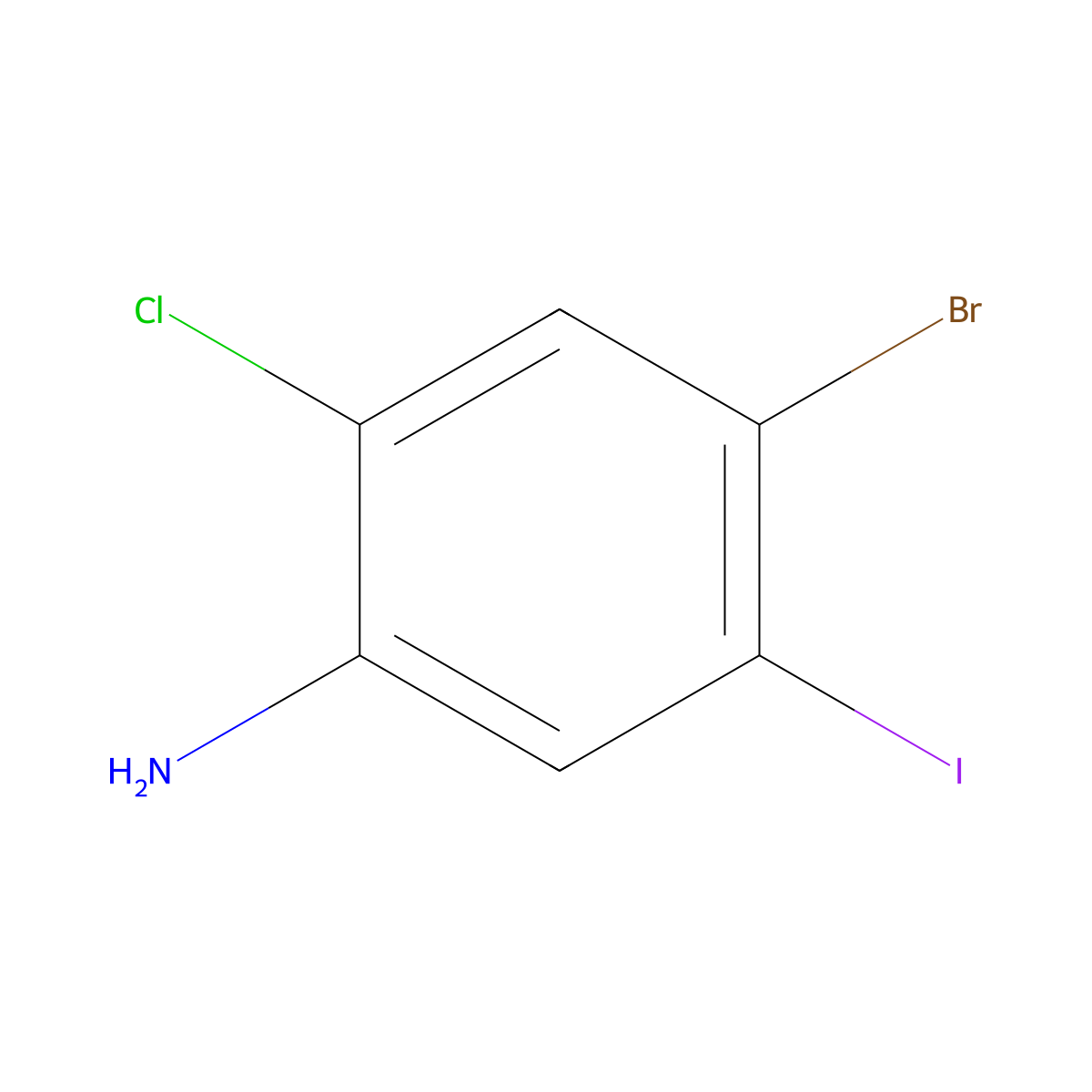 4-Bromo-2-chloro-5-iodoaniline molecular structure, CAS 2091489-06-2
