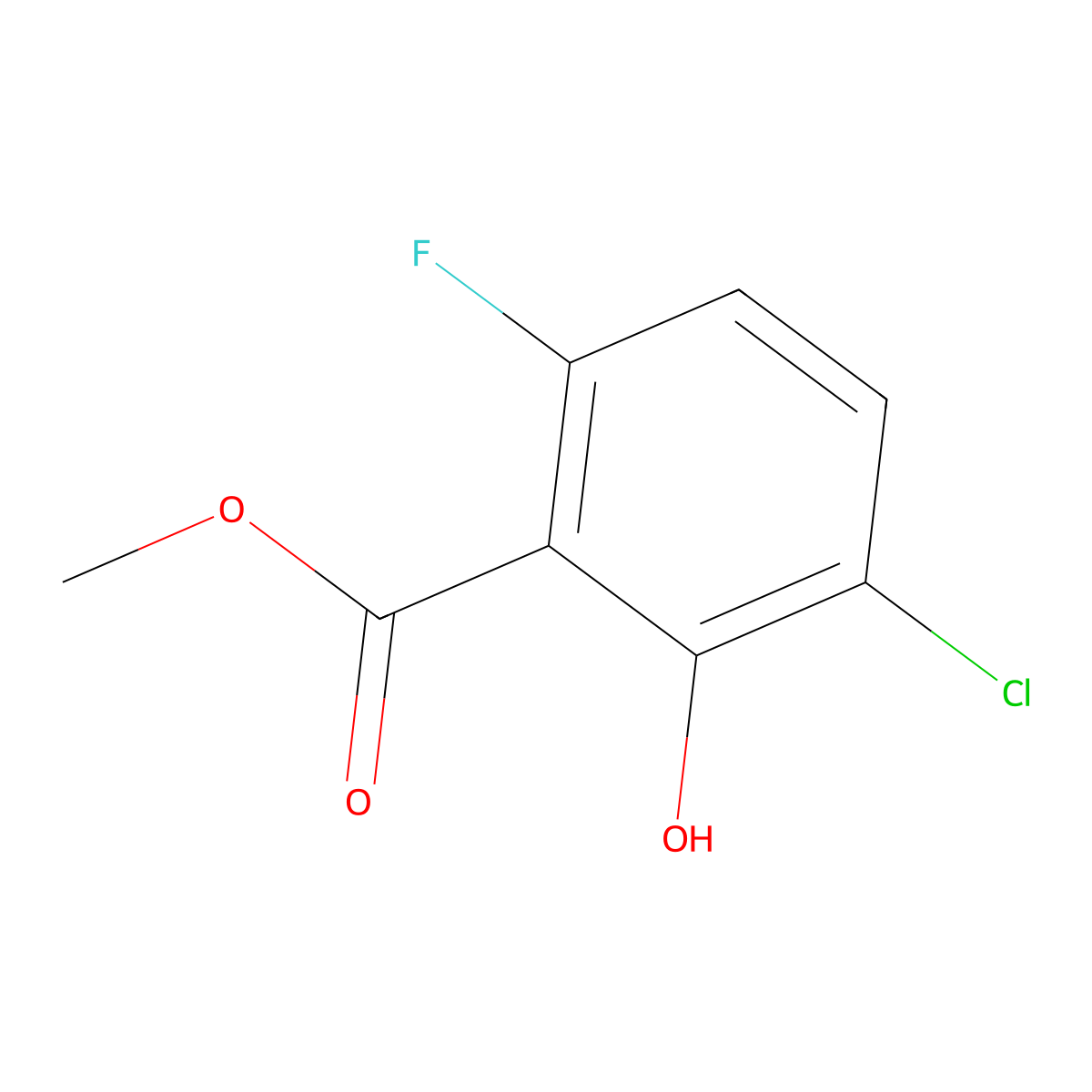Methyl 3-chloro-6-fluoro-2-hydroxybenzoate molecular structure, CAS 2091491-97-1