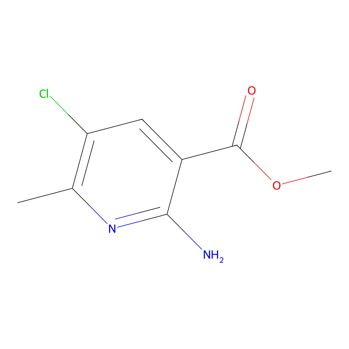 Methyl 2-amino-5-chloro-6-methylpyridine-3-carboxylate molecular structure, CAS 2091494-09-4