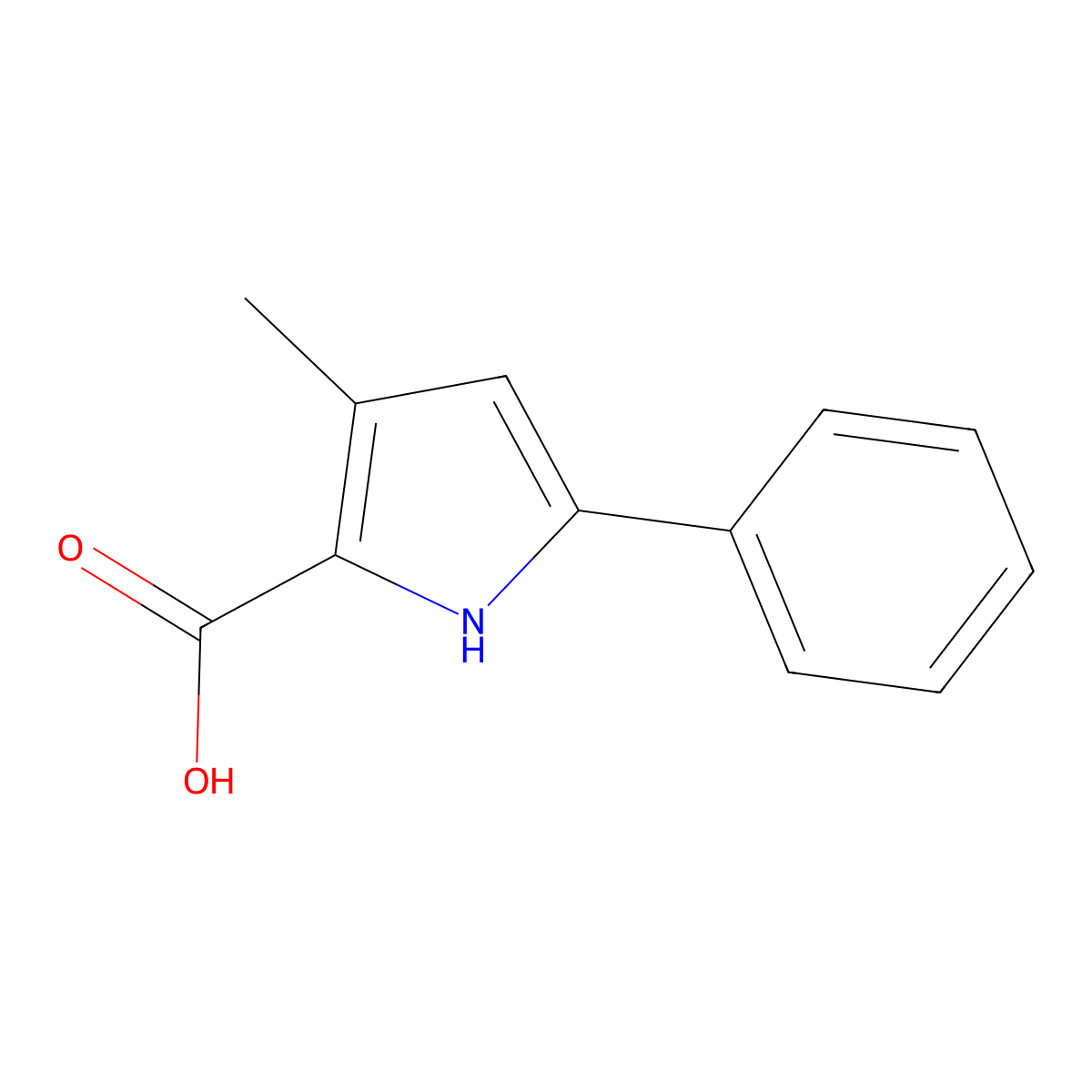 3-Methyl-5-phenyl-1H-pyrrole-2-carboxylic acid molecular structure, CAS 2091494-76-5