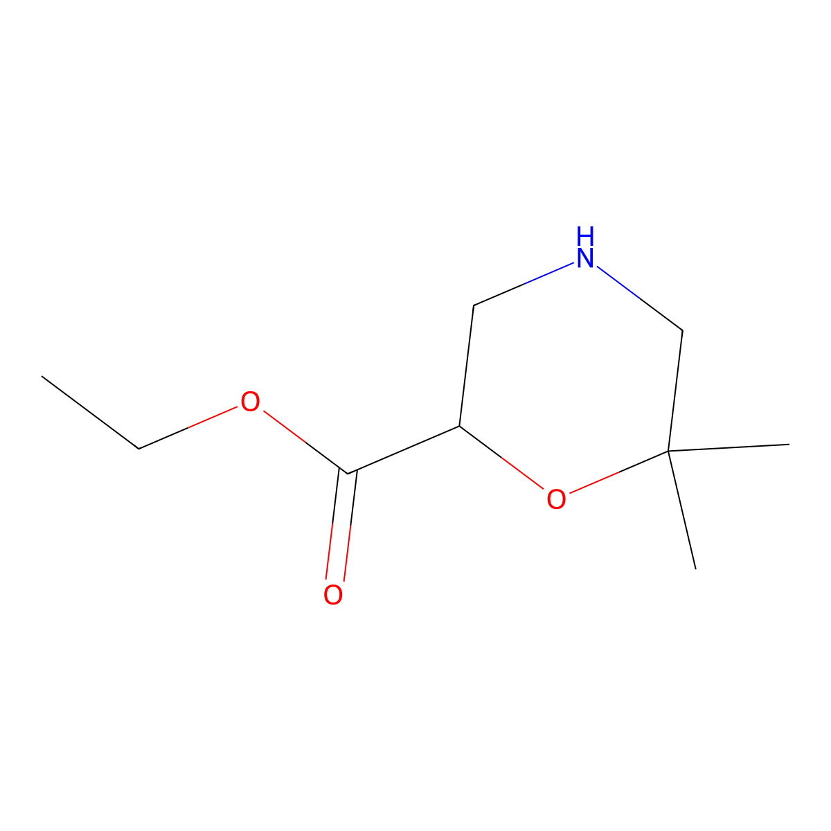 Ethyl 6,6-dimethylmorpholine-2-carboxylate molecular structure, CAS 2091508-71-1