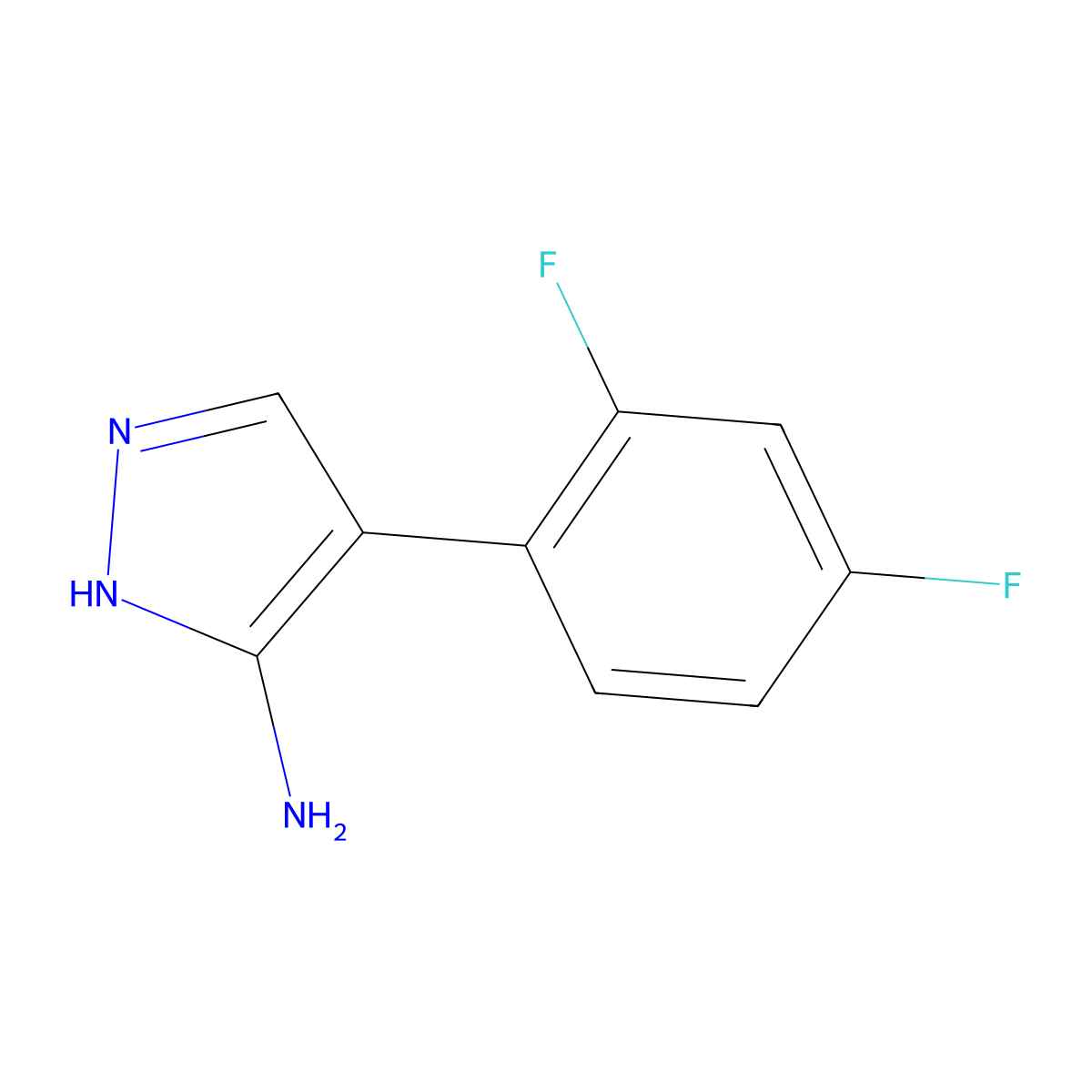 4-(2,4-difluorophenyl)-1H-pyrazol-5-amine molecular structure, CAS 2091510-26-6
