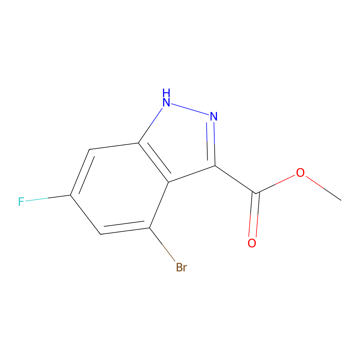 Methyl 4-bromo-6-fluoro-1H-indazole-3-carboxylate molecular structure, CAS 2091513-24-3