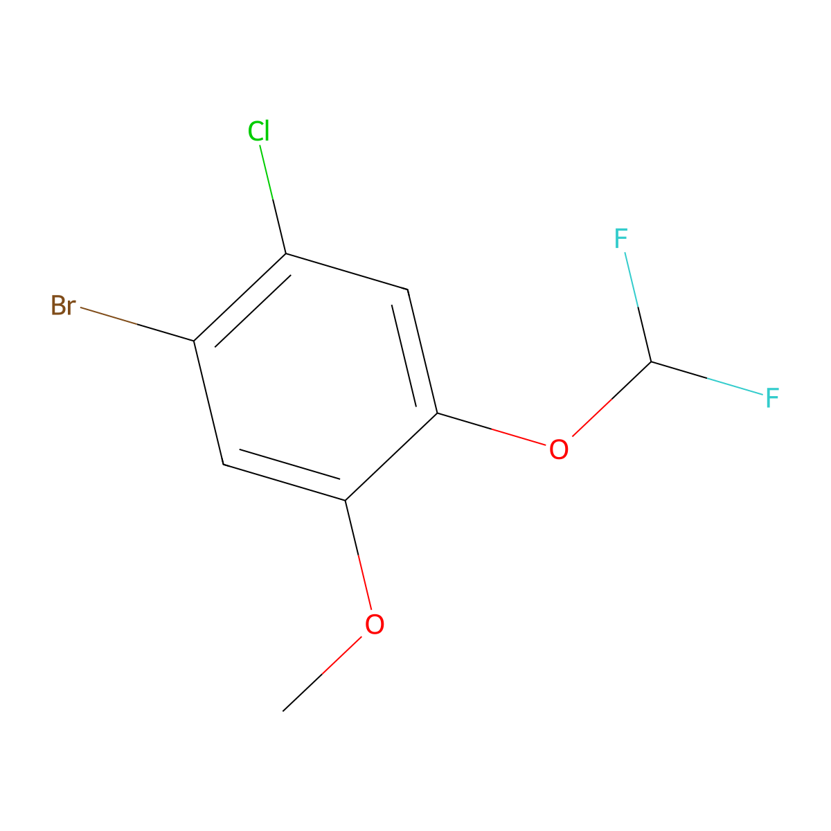 1-Bromo-2-chloro-4-(difluoromethoxy)-5-methoxybenzene molecular structure, CAS 2091517-65-4