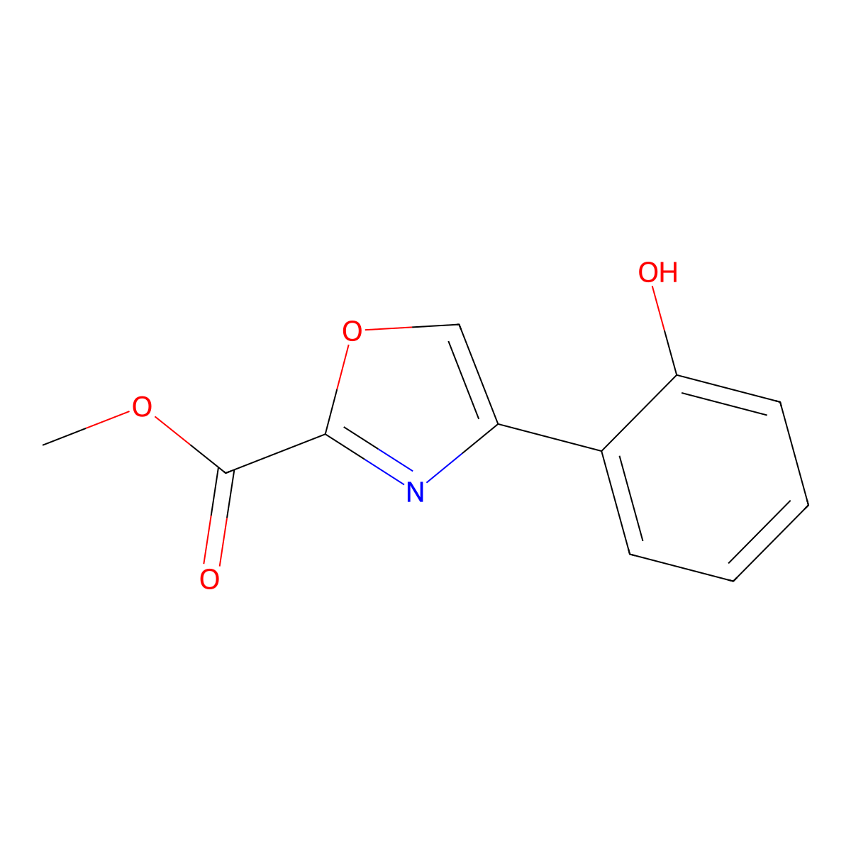 Methyl 4-(2-hydroxyphenyl)-1,3-oxazole-2-carboxylate molecular structure, CAS 2091517-76-7