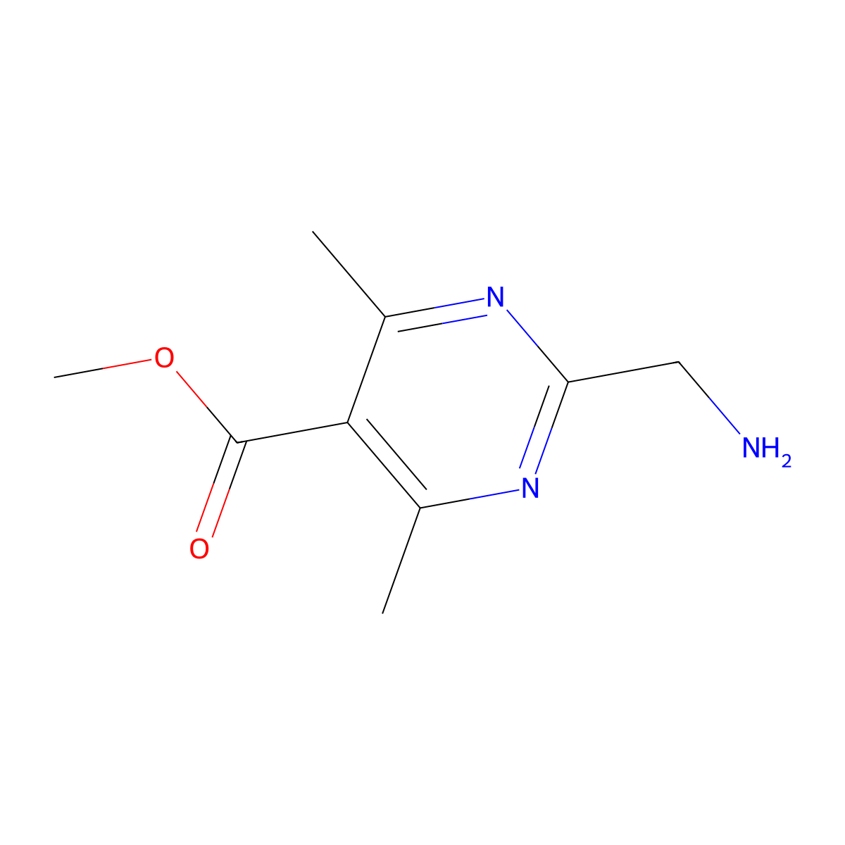 Methyl 2-(aminomethyl)-4,6-dimethylpyrimidine-5-carboxylate molecular structure, CAS 2091517-90-5
