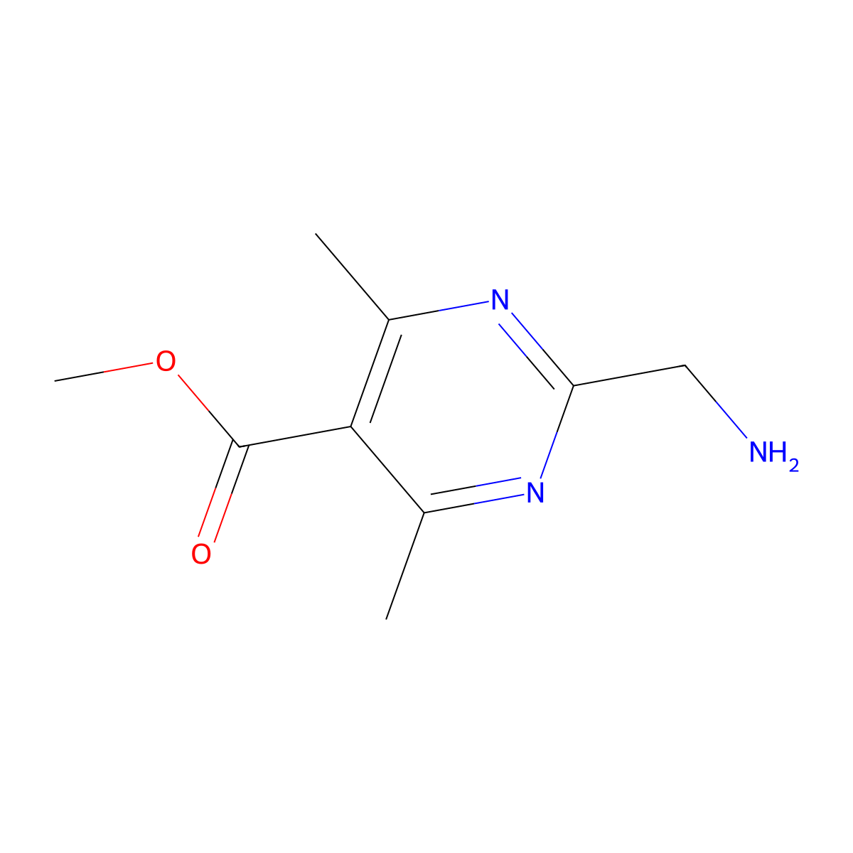 Methyl 2-(aminomethyl)-4,6-dimethylpyrimidine-5-carboxylate molecular structure, CAS 2091517-90-5
