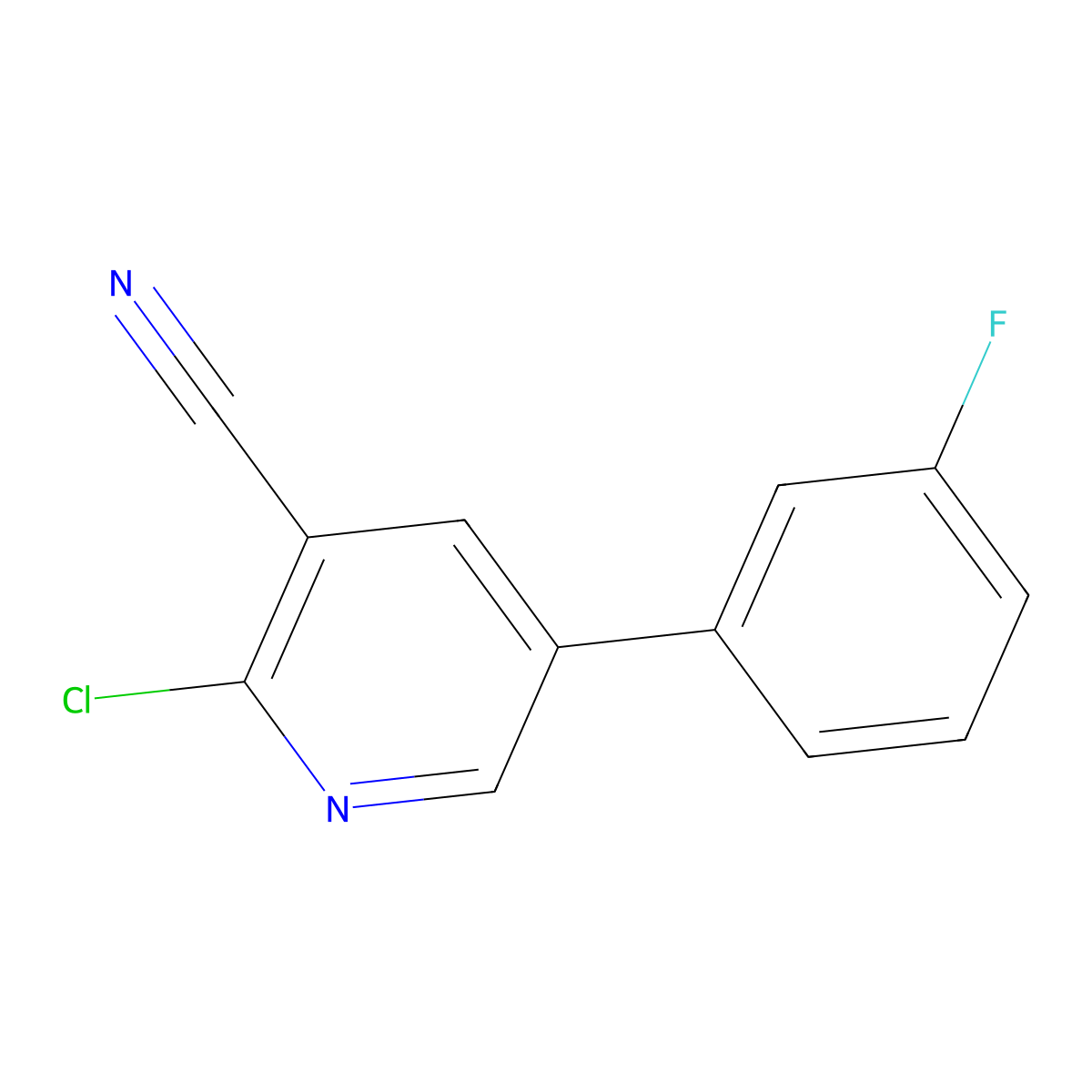 2-Chloro-5-(3-fluorophenyl)nicotinonitrile molecular structure, CAS 2091524-85-3