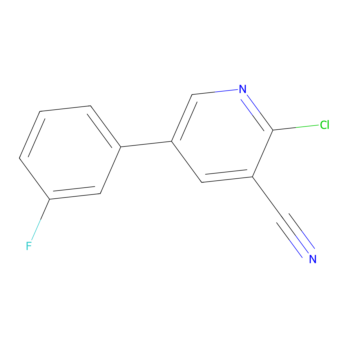 2-Chloro-5-(3-fluorophenyl)nicotinonitrile molecular structure, CAS 2091524-85-3