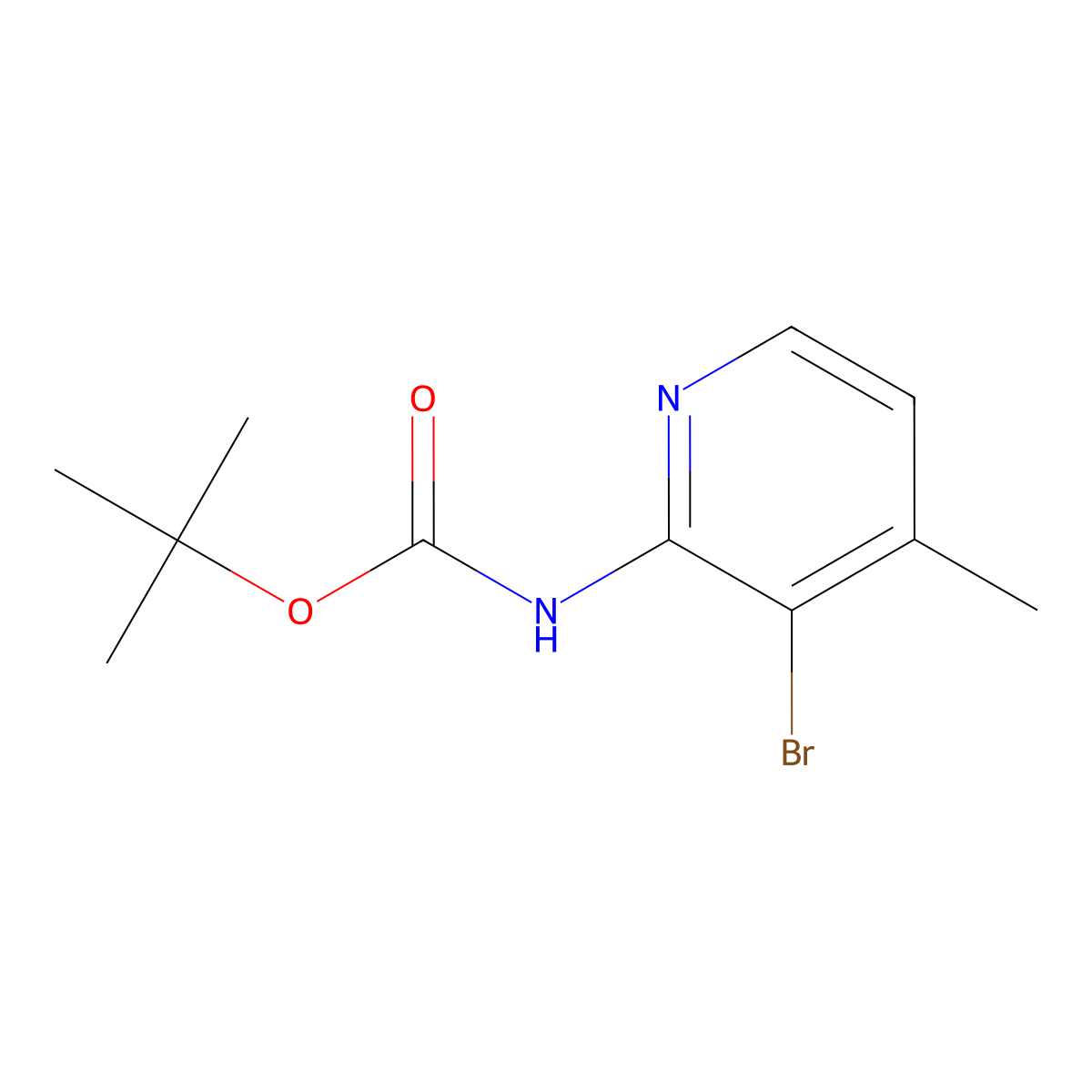 tert-butyl N-(3-bromo-4-methylpyridin-2-yl)carbamate molecular structure, CAS 2091526-09-7