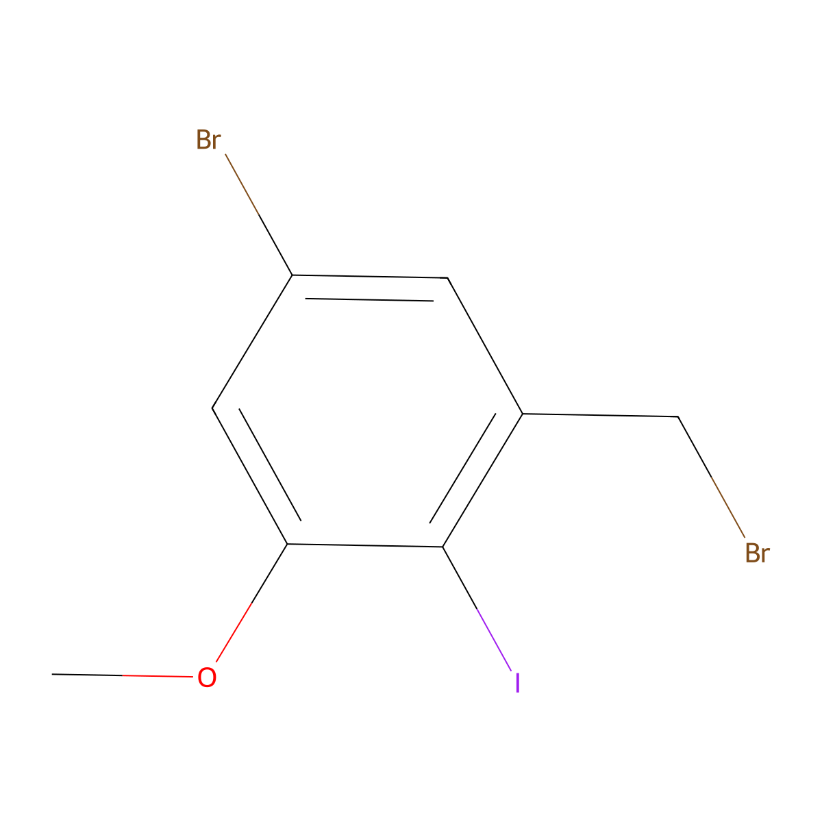 5-Bromo-1-(bromomethyl)-2-iodo-3-methoxybenzene molecular structure, CAS 2091526-35-9