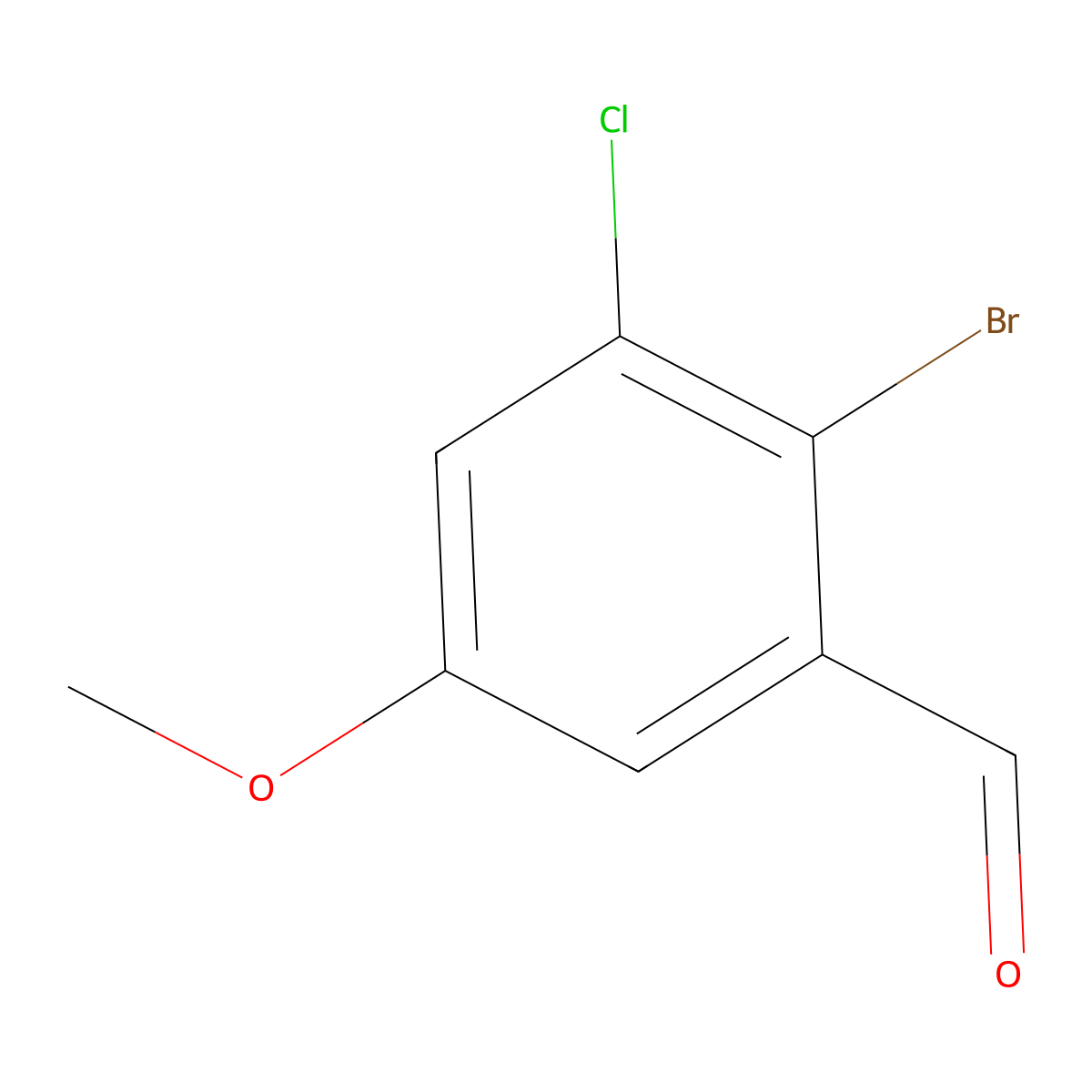 2-Bromo-3-chloro-5-methoxybenzaldehyde molecular structure, CAS 2091527-44-3