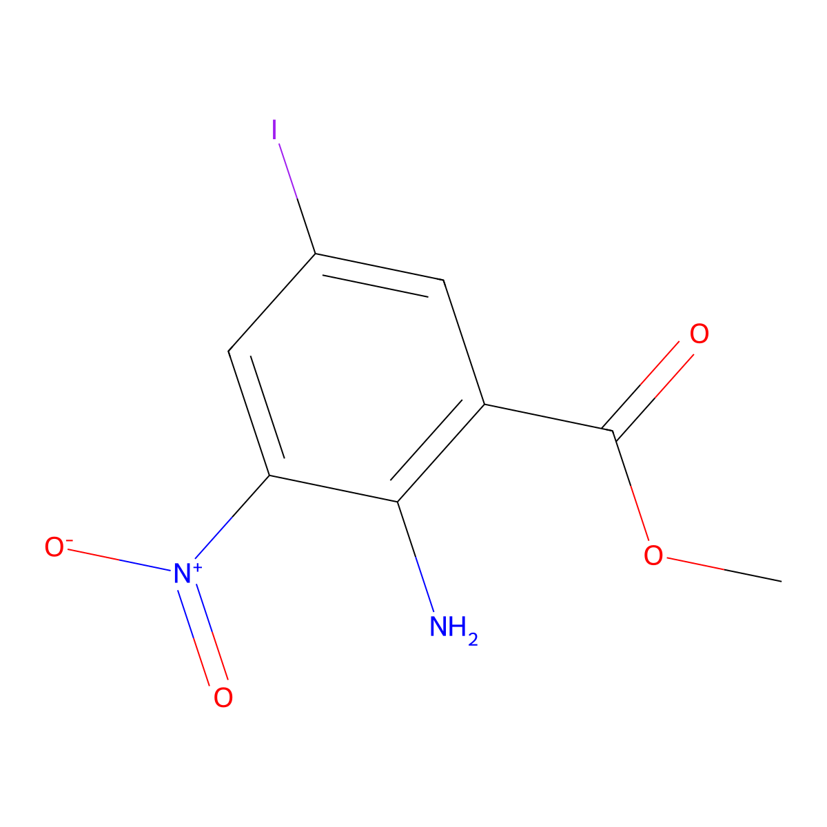 Methyl 2-amino-5-iodo-3-nitrobenzoate molecular structure, CAS 2091527-74-9
