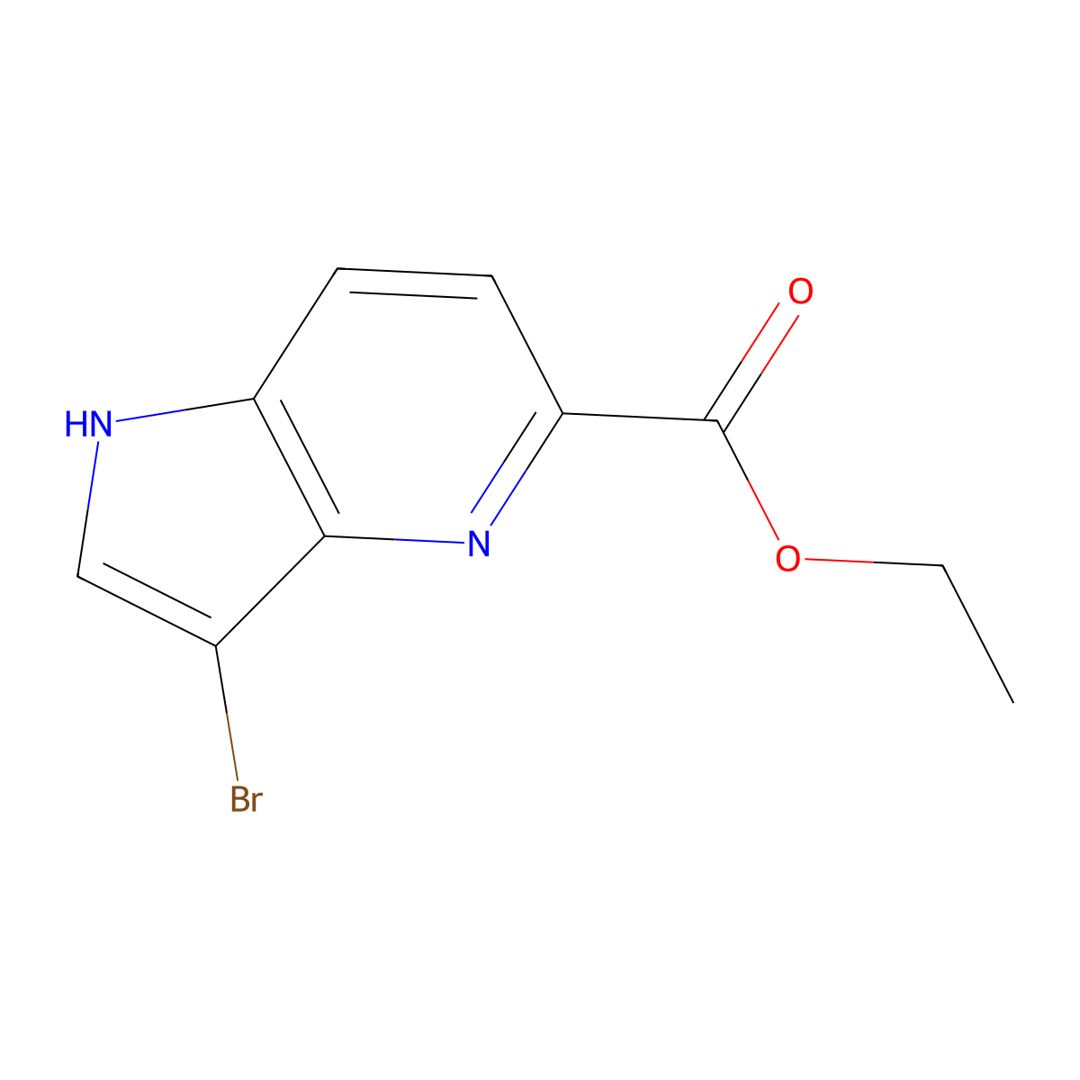 Ethyl 3-bromo-1H-pyrrolo[3,2-b]pyridine-5-carboxylate molecular structure, CAS 2091528-24-2