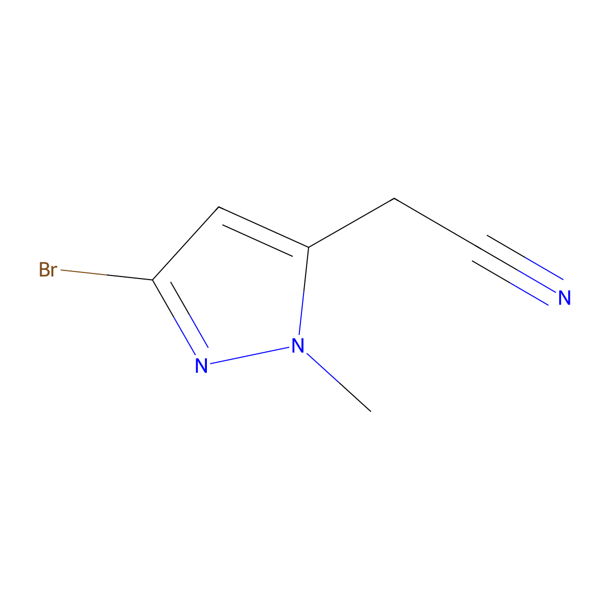 2-(3-bromo-1-methyl-1H-pyrazol-5-yl)acetonitrile molecular structure, CAS 2091530-12-8