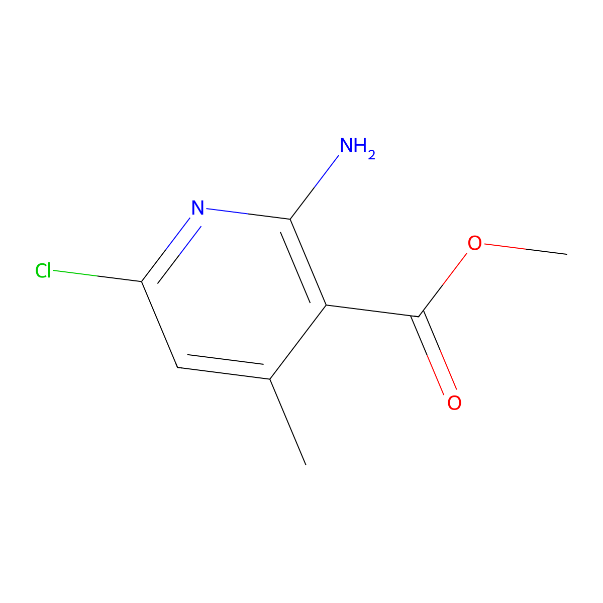 Methyl 2-amino-6-chloro-4-methylpyridine-3-carboxylate molecular structure, CAS 2091530-41-3