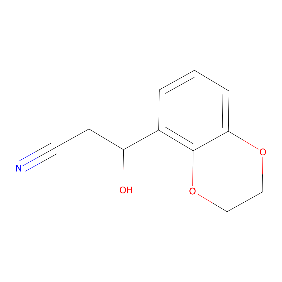 3-(2,3-Dihydro-1,4-benzodioxin-5-yl)-3-hydroxypropanenitrile molecular structure, CAS 2091530-87-7