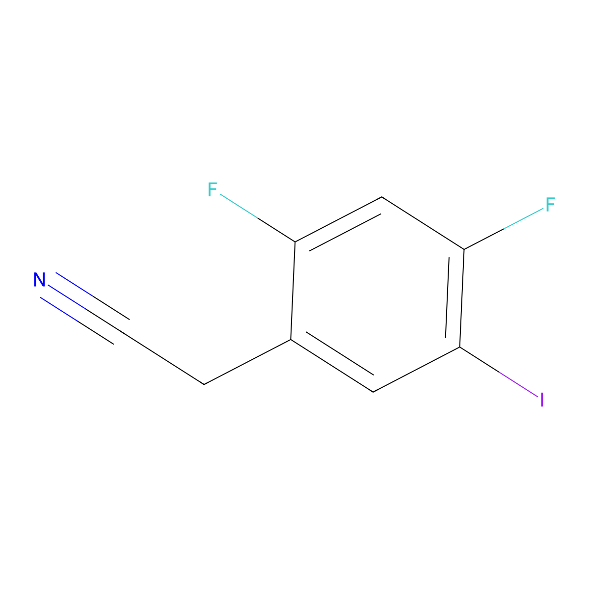 2-(2,4-Difluoro-5-iodophenyl)acetonitrile molecular structure, CAS 2091530-93-5