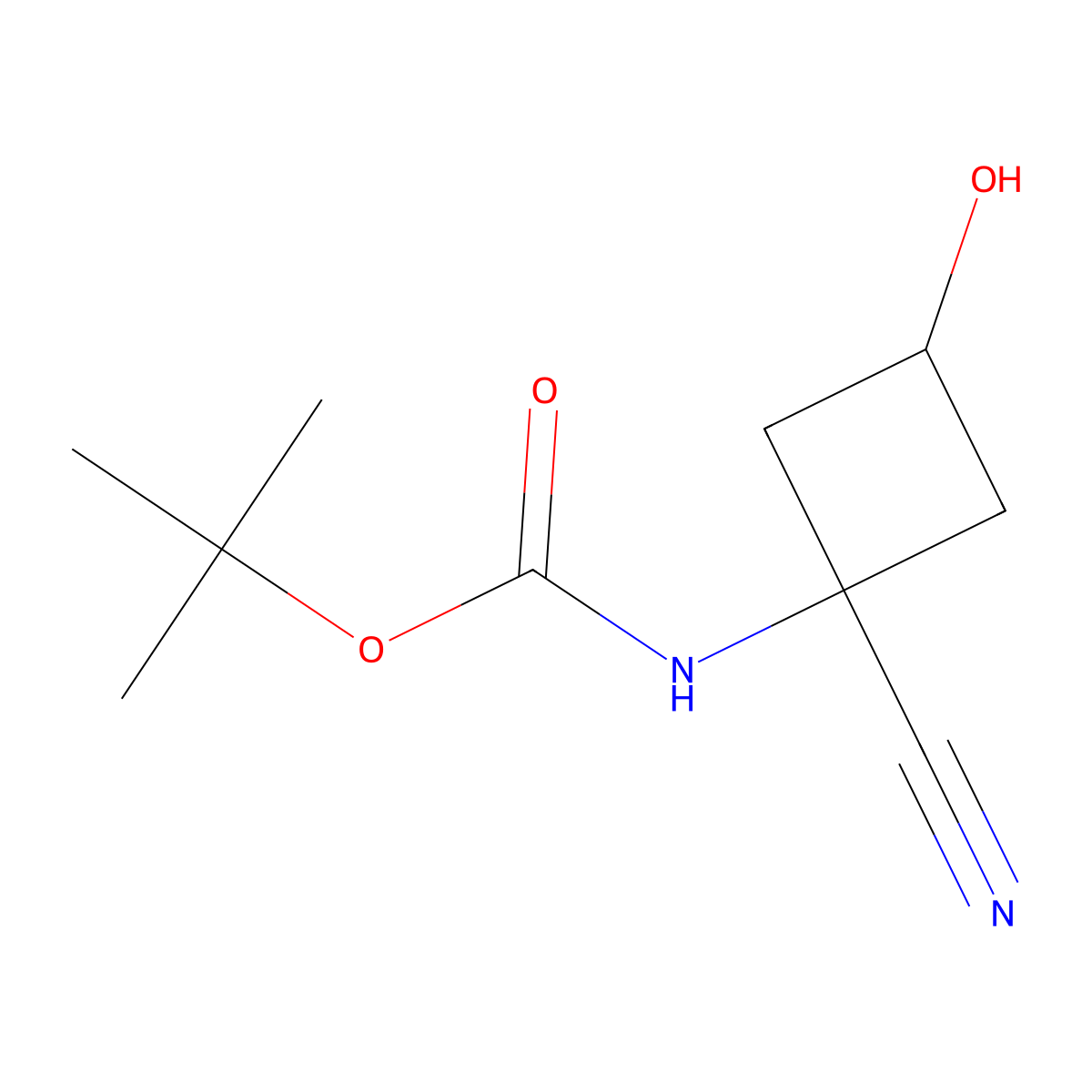 tert-butyl N-(1-cyano-3-hydroxy-cyclobutyl)carbamate molecular structure, CAS 2091531-88-1