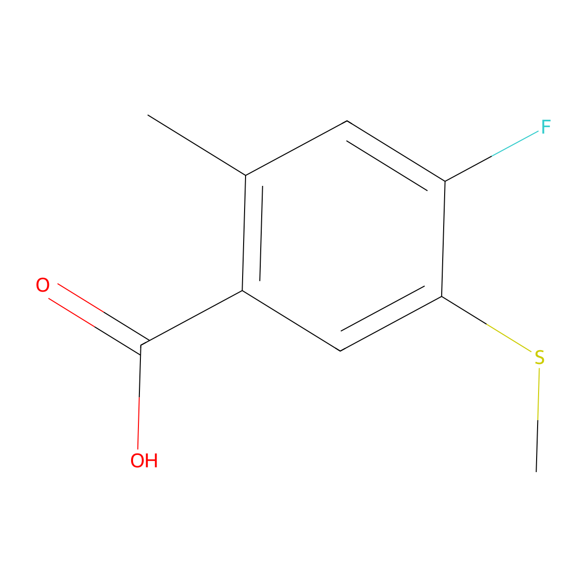 4-Fluoro-2-methyl-5-(methylthio)benzoic acid molecular structure, CAS 2091538-13-3