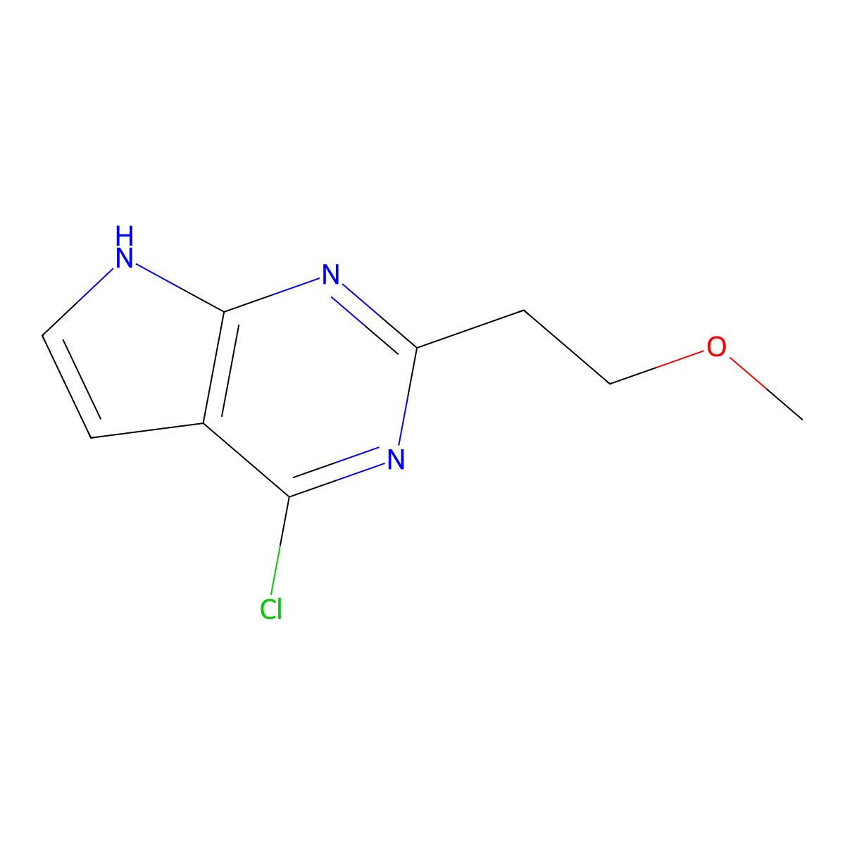 4-Chloro-2-(2-methoxyethyl)-7H-pyrrolo[2,3-d]pyrimidine molecular structure, CAS 2091538-54-2