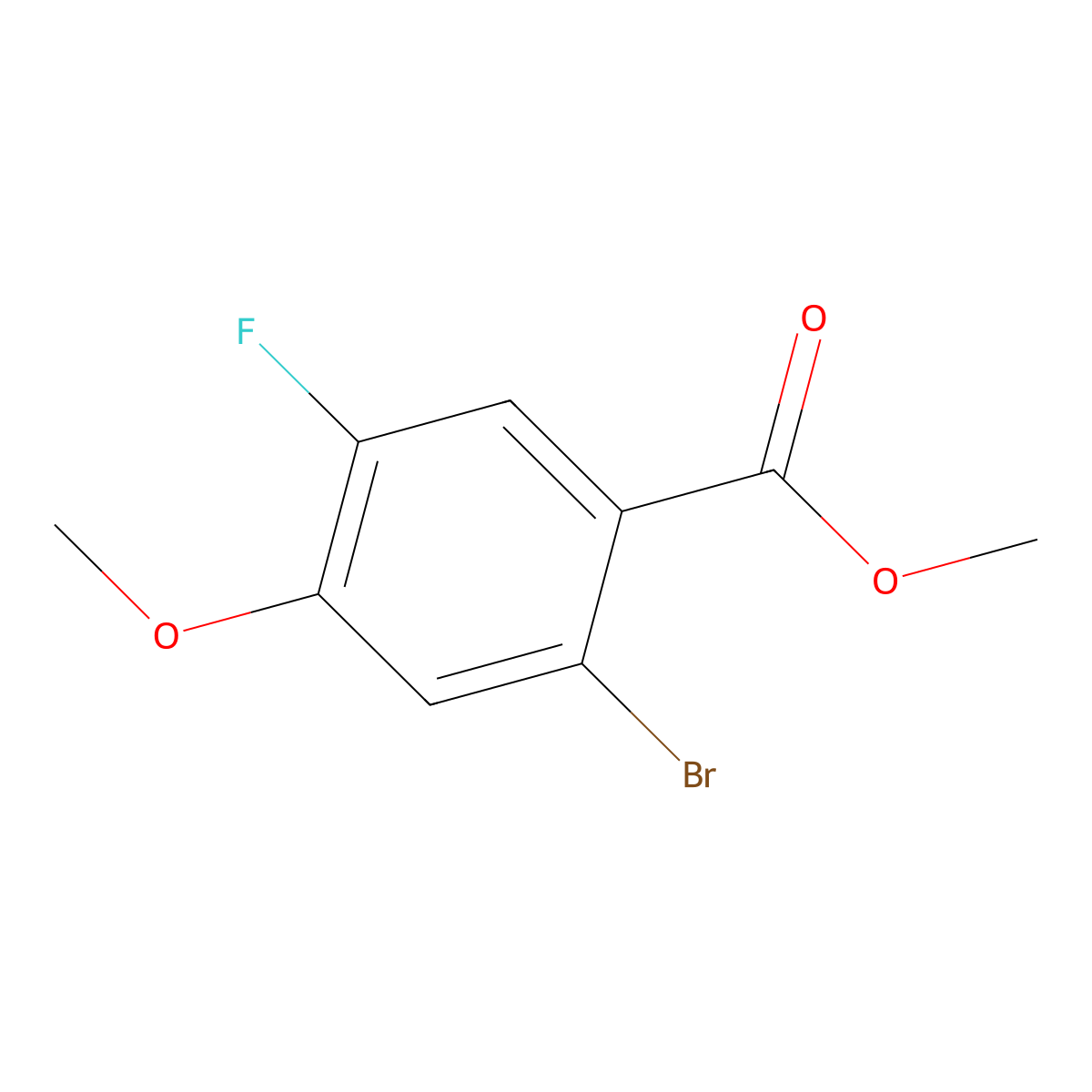 Methyl 2-bromo-5-fluoro-4-methoxybenzoate molecular structure, CAS 2091539-62-5
