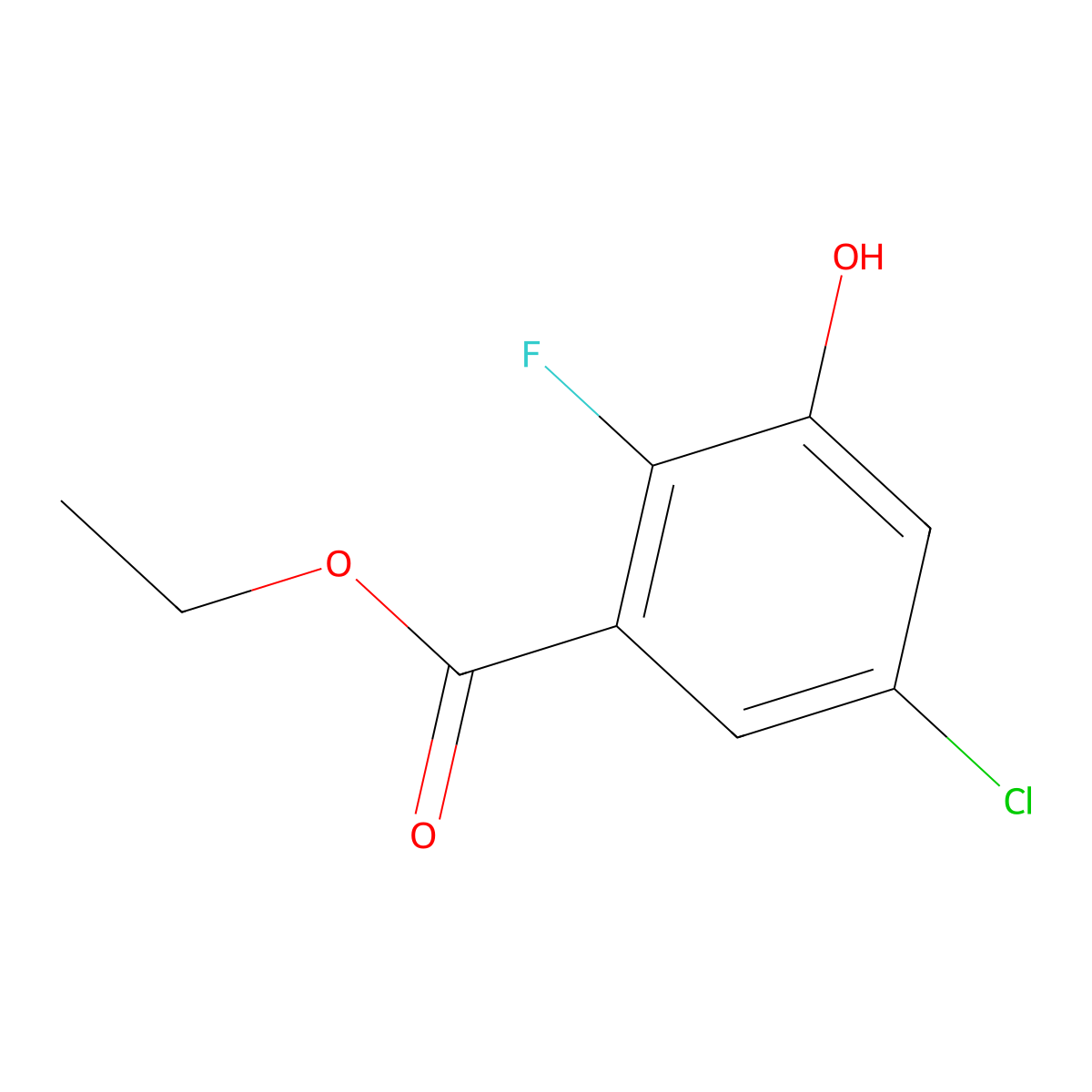 Ethyl 5-chloro-2-fluoro-3-hydroxybenzoate molecular structure, CAS 2091539-73-8