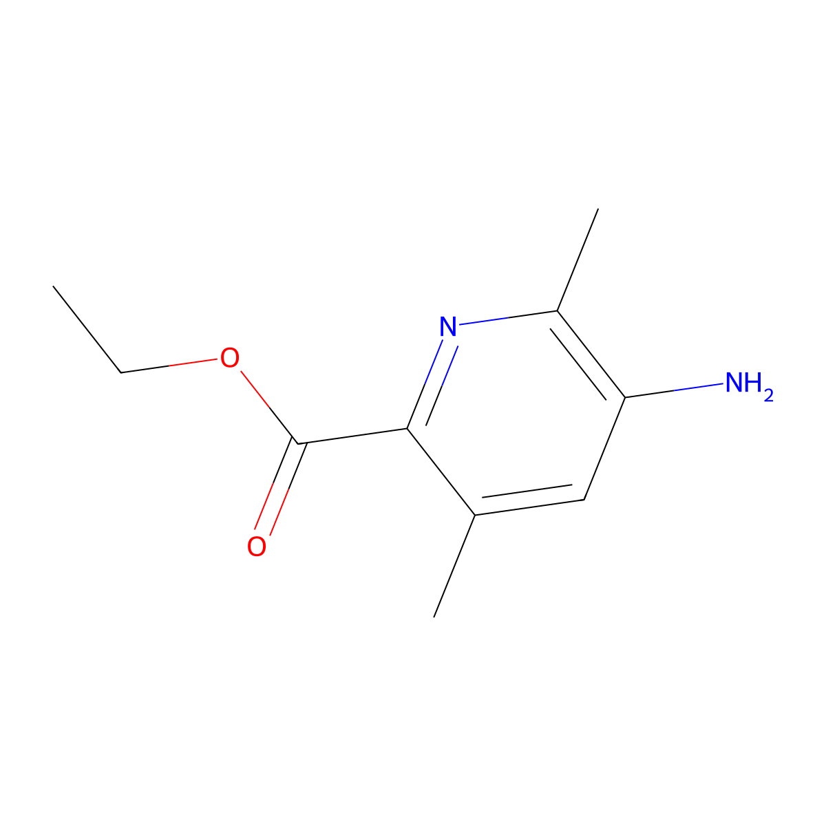 Ethyl 5-amino-3,6-dimethylpyridine-2-carboxylate molecular structure, CAS 2091541-32-9