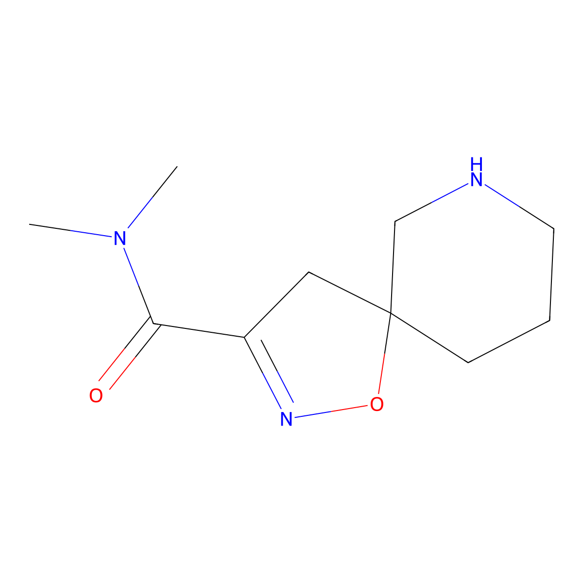 n,n-Dimethyl-1-oxa-2,7-diazaspiro[4.5]dec-2-ene-3-carboxamide molecular structure, CAS 2091542-18-4