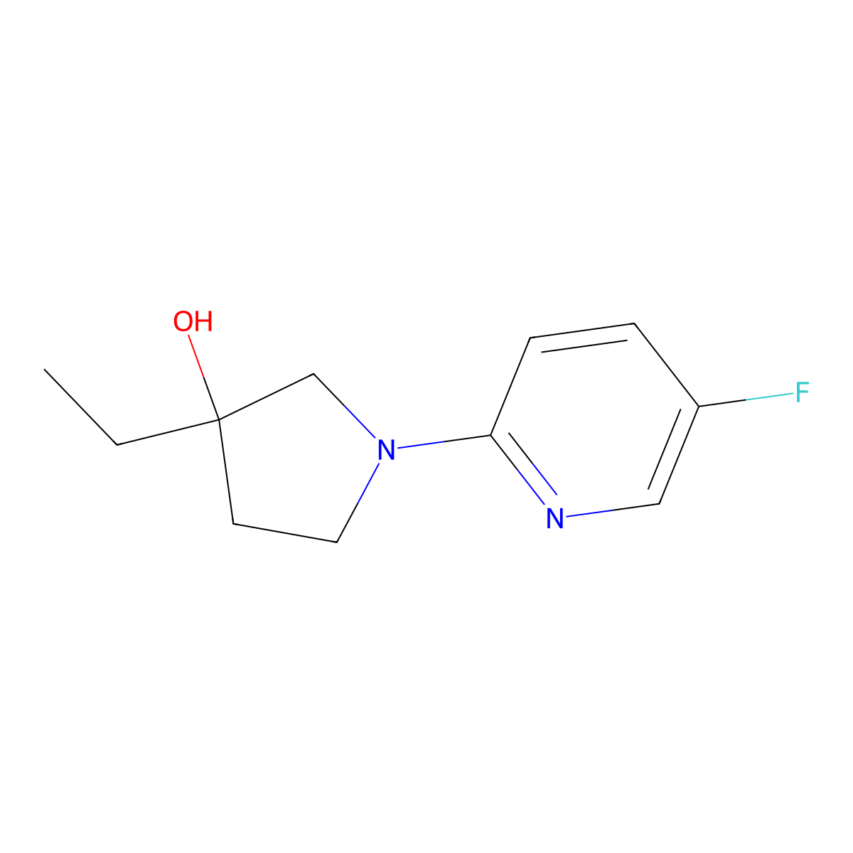 3-Ethyl-1-(5-fluoropyridin-2-yl)pyrrolidin-3-ol molecular structure, CAS 2091542-70-8
