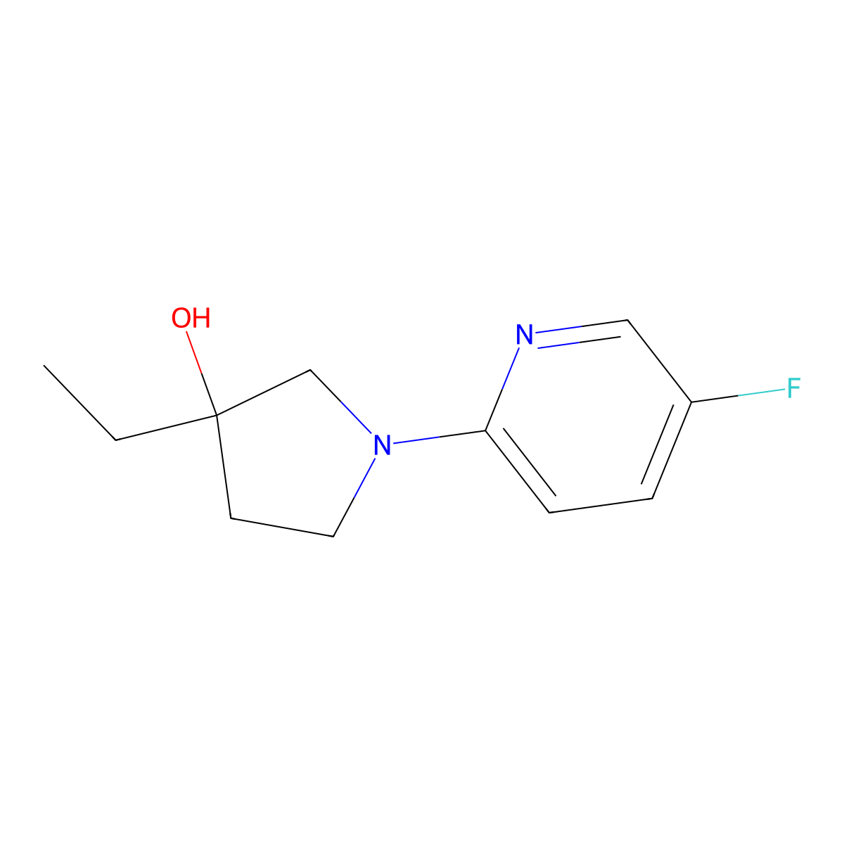 3-Ethyl-1-(5-fluoropyridin-2-yl)pyrrolidin-3-ol molecular structure, CAS 2091542-70-8
