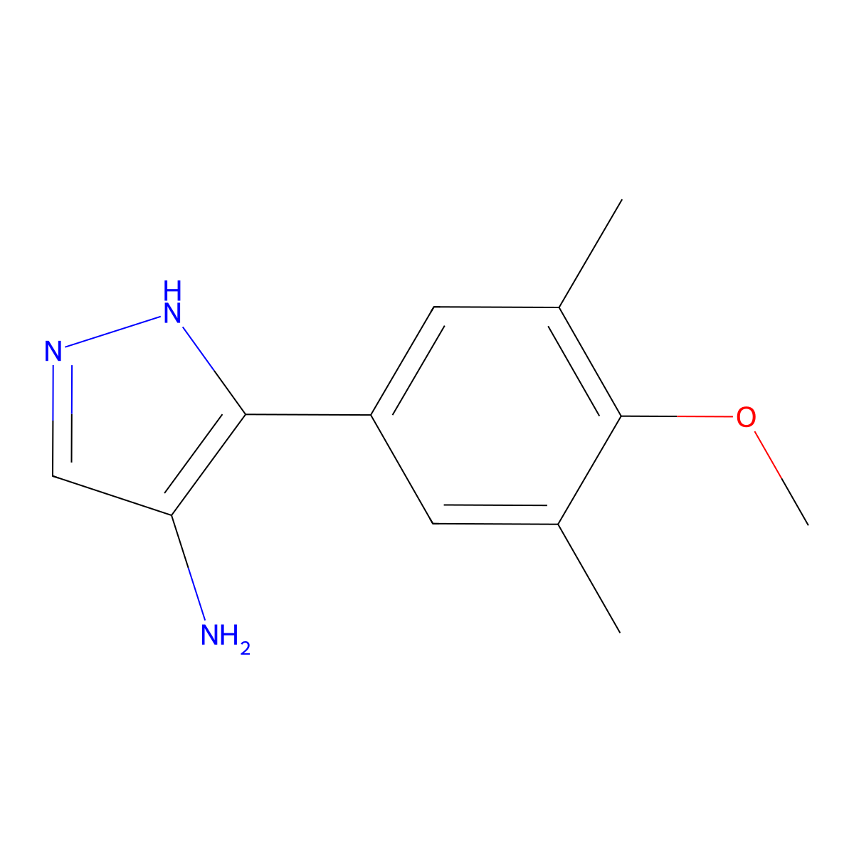 5-(4-methoxy-3,5-dimethylphenyl)-1H-pyrazol-4-amine molecular structure, CAS 2091543-33-6