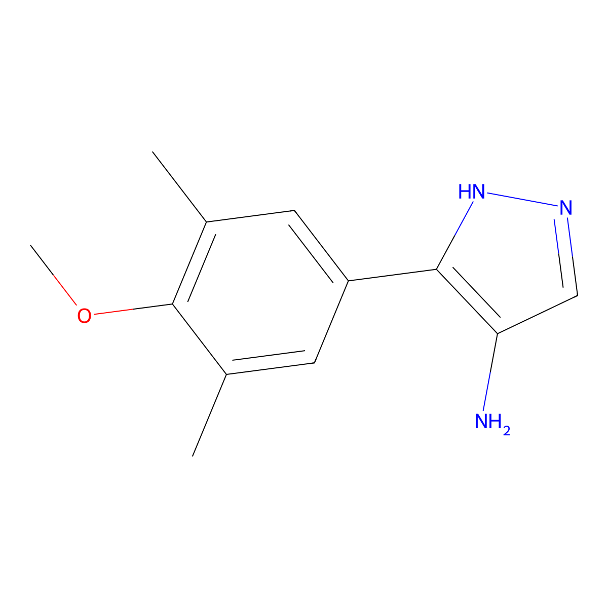 5-(4-methoxy-3,5-dimethylphenyl)-1H-pyrazol-4-amine molecular structure, CAS 2091543-33-6