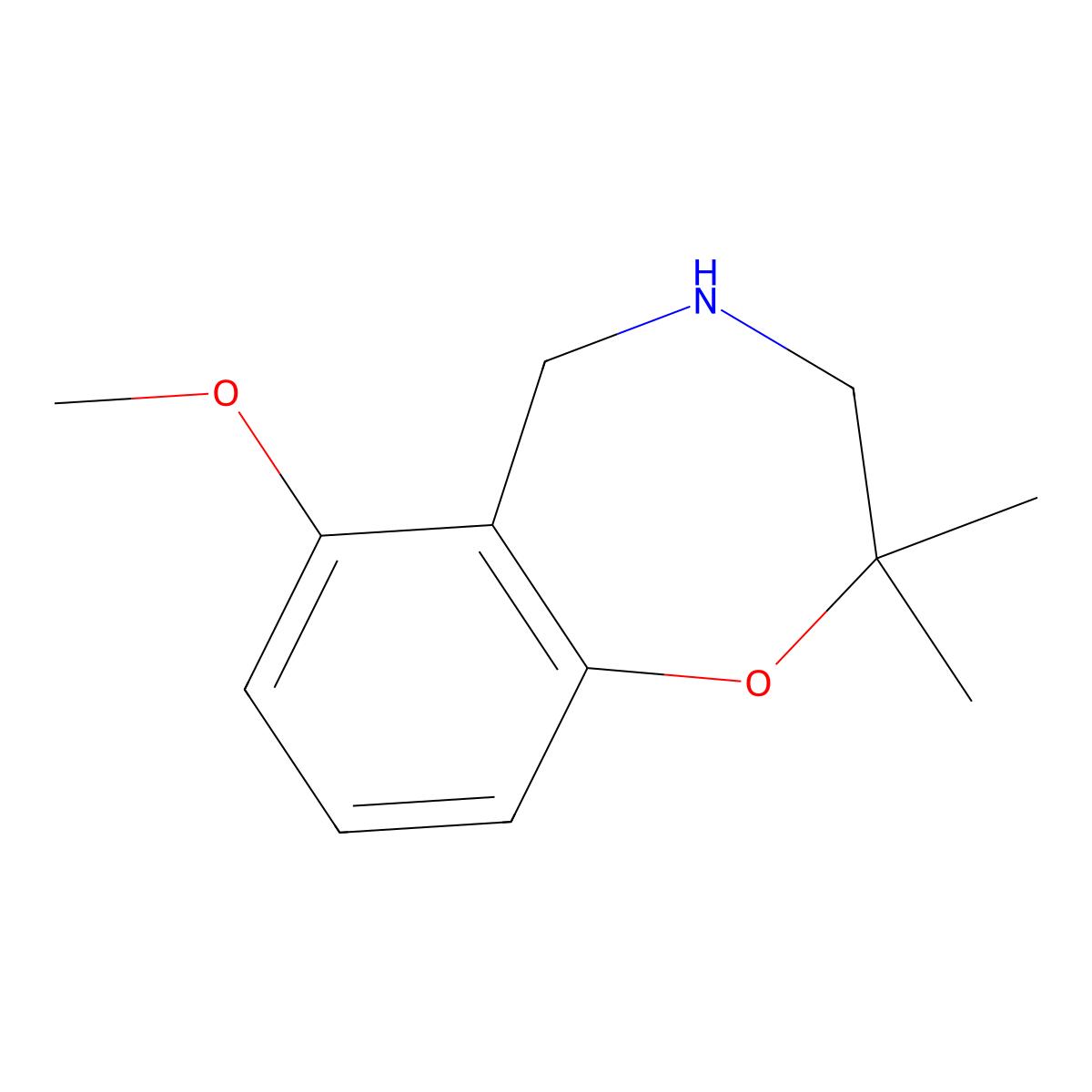 6-Methoxy-2,2-dimethyl-2,3,4,5-tetrahydro-1,4-benzoxazepine molecular structure, CAS 2091545-71-8