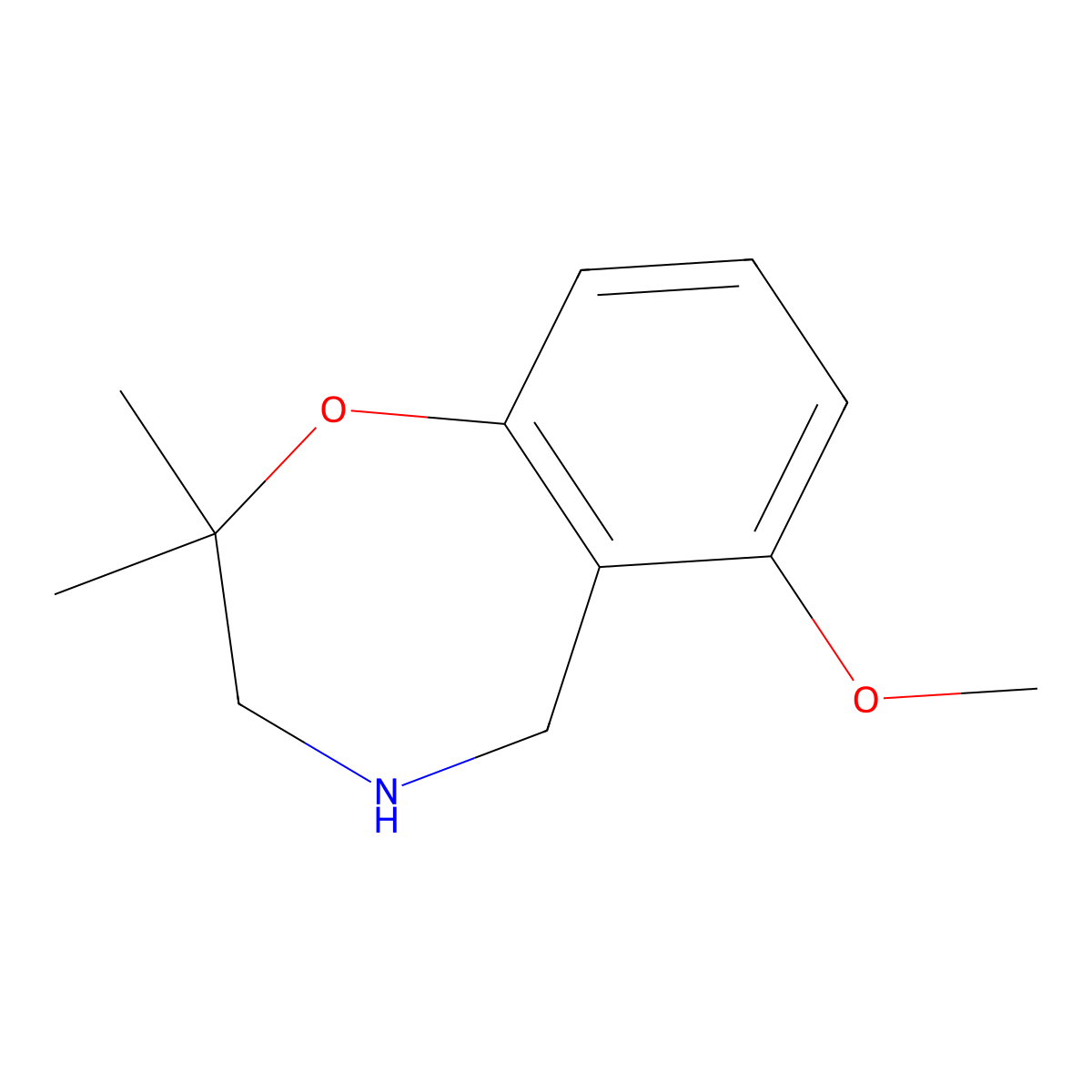 6-Methoxy-2,2-dimethyl-2,3,4,5-tetrahydro-1,4-benzoxazepine molecular structure, CAS 2091545-71-8