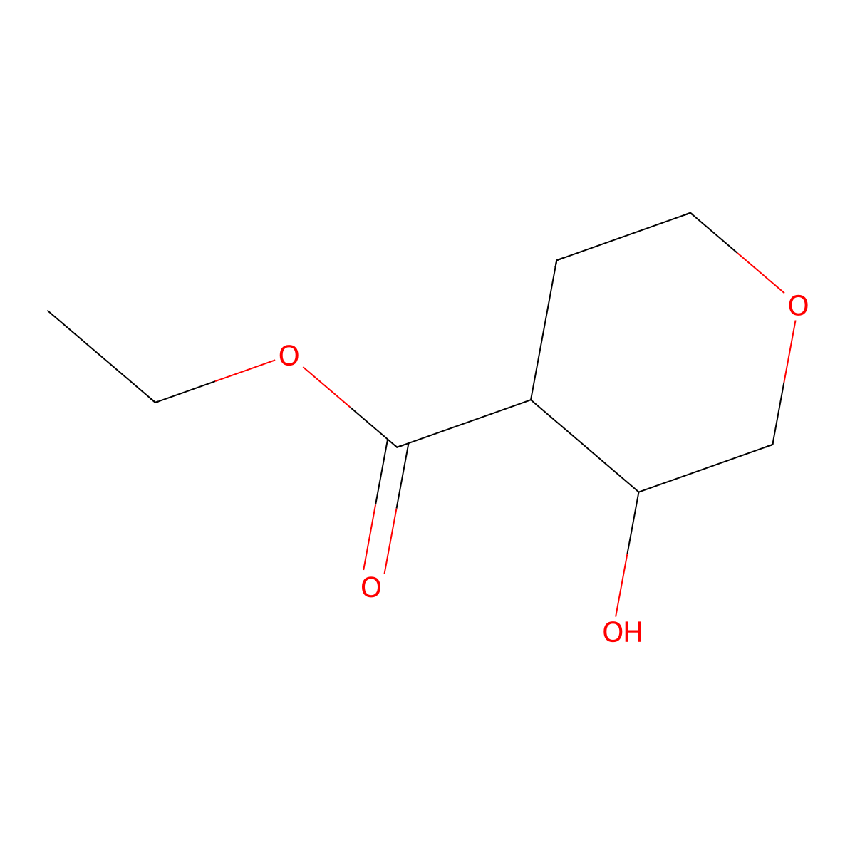 Ethyl 3-hydroxytetrahydro-2H-pyran-4-carboxylate molecular structure, CAS 2091548-14-8
